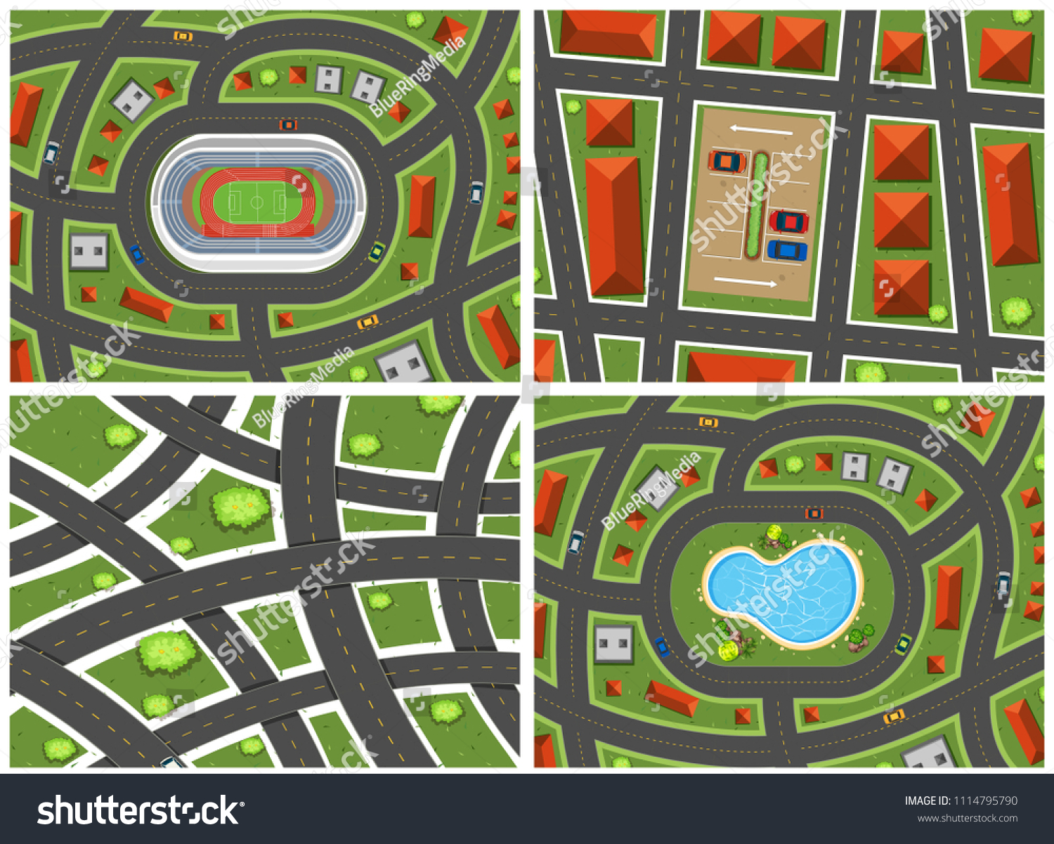 Set Map Ariel View Illustration Stock Vector (Royalty Free) 1114795790