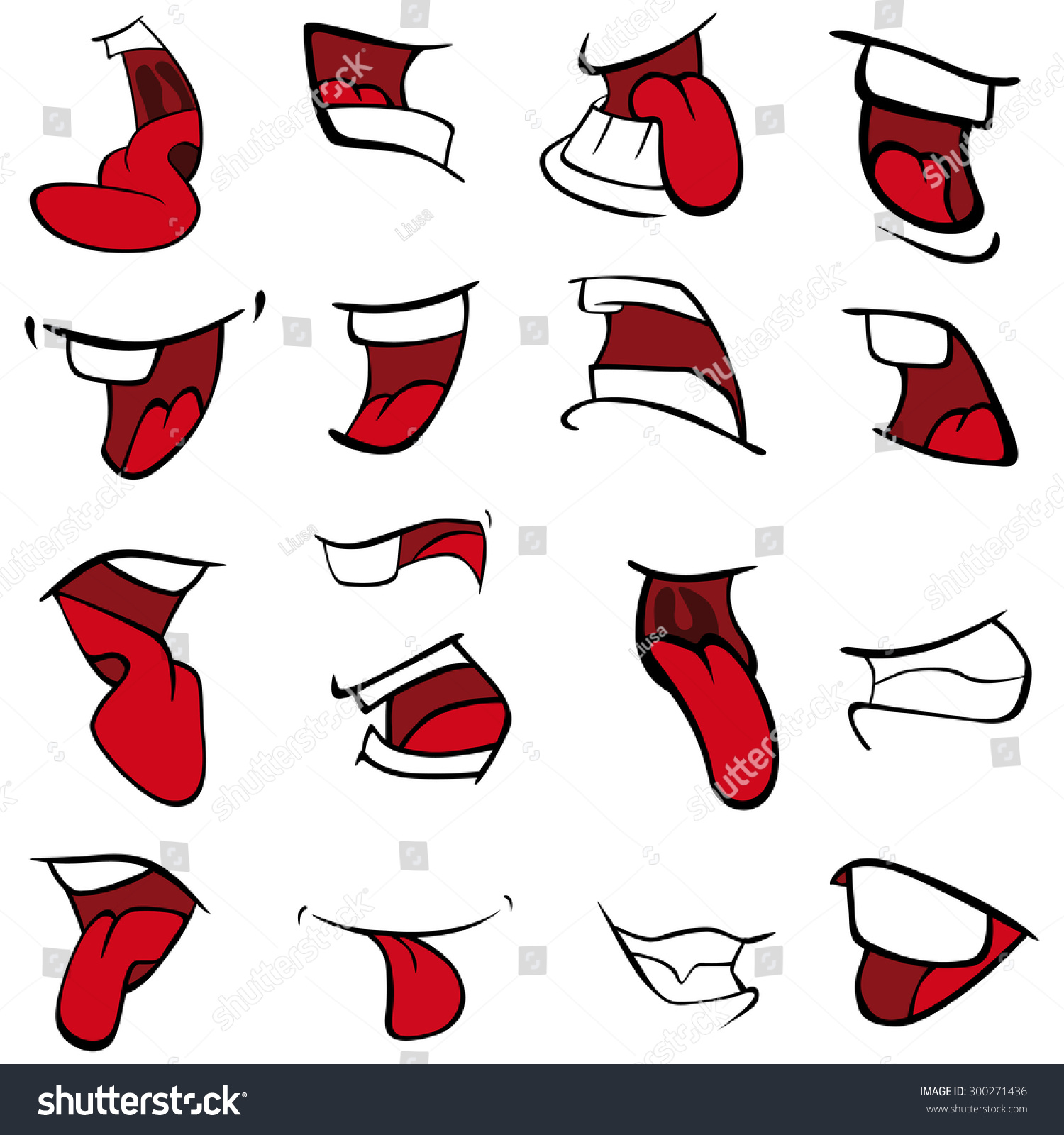 A Set Of Mouths Cartoon Stock Vector Illustration Shutterstock