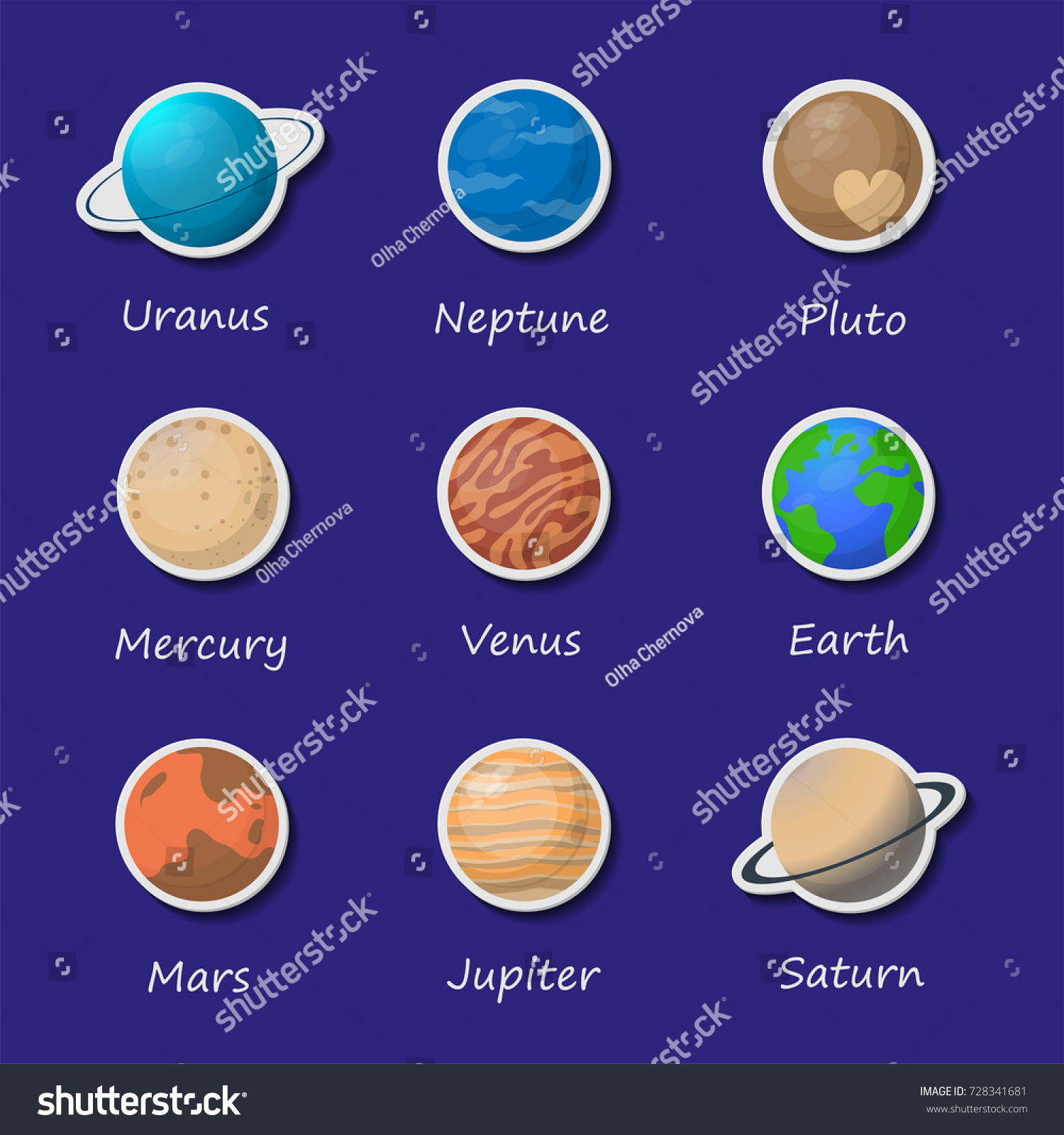 Set Planets Cartoon Style Vector Poster Stock Vector (Royalty Free ...