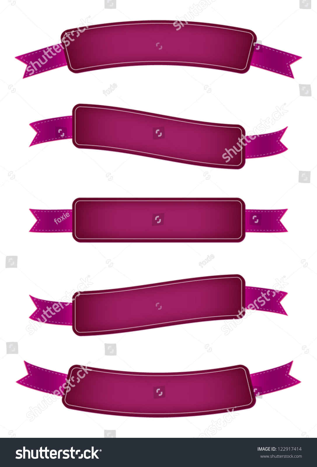 A Set Of Purple Vector Promo Banners Decorated With Ribbons - 122917414 ...