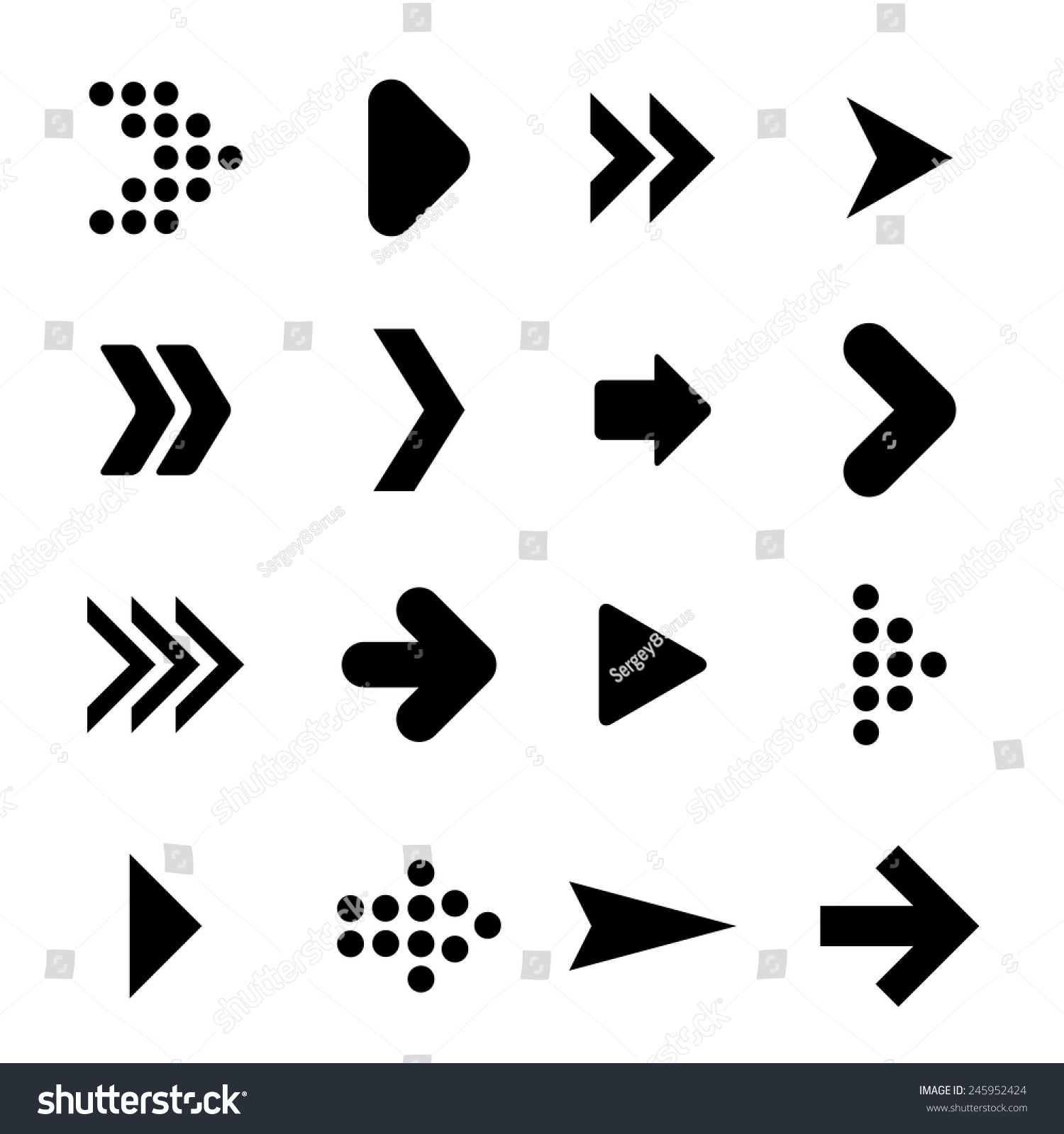 A Set Of Silhouettes Arrows Vector Illustration. - 245952424 : Shutterstock