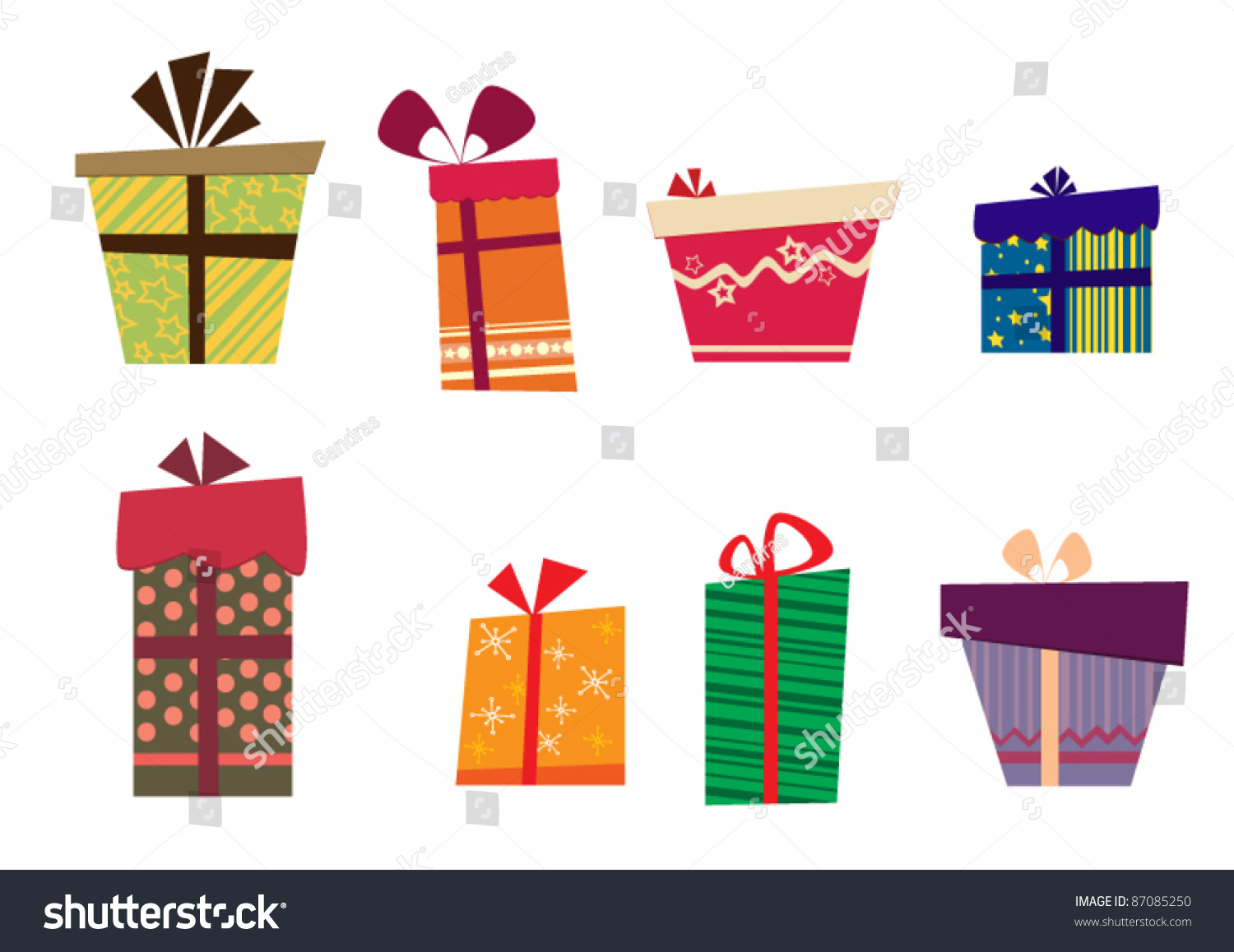 Download Set Simple Cute Vector Icons Gift Stock Vector 87085250 ...