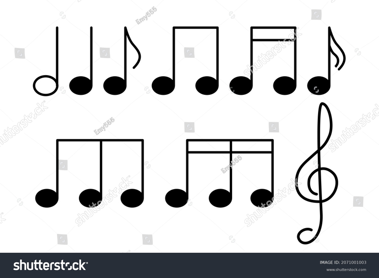 set-simple-black-music-notes-on-stock-vector-royalty-free-2071001003