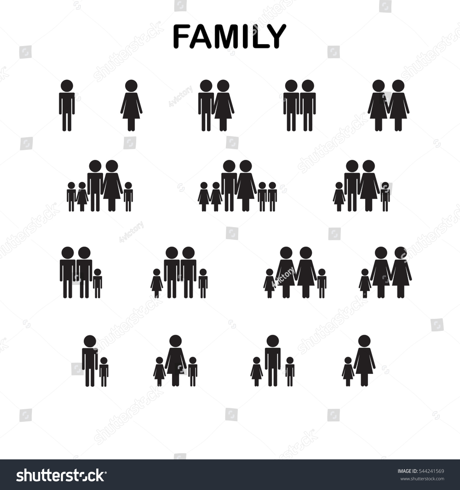 Set Simple Human Figures United Family Stock Vector (Royalty Free ...