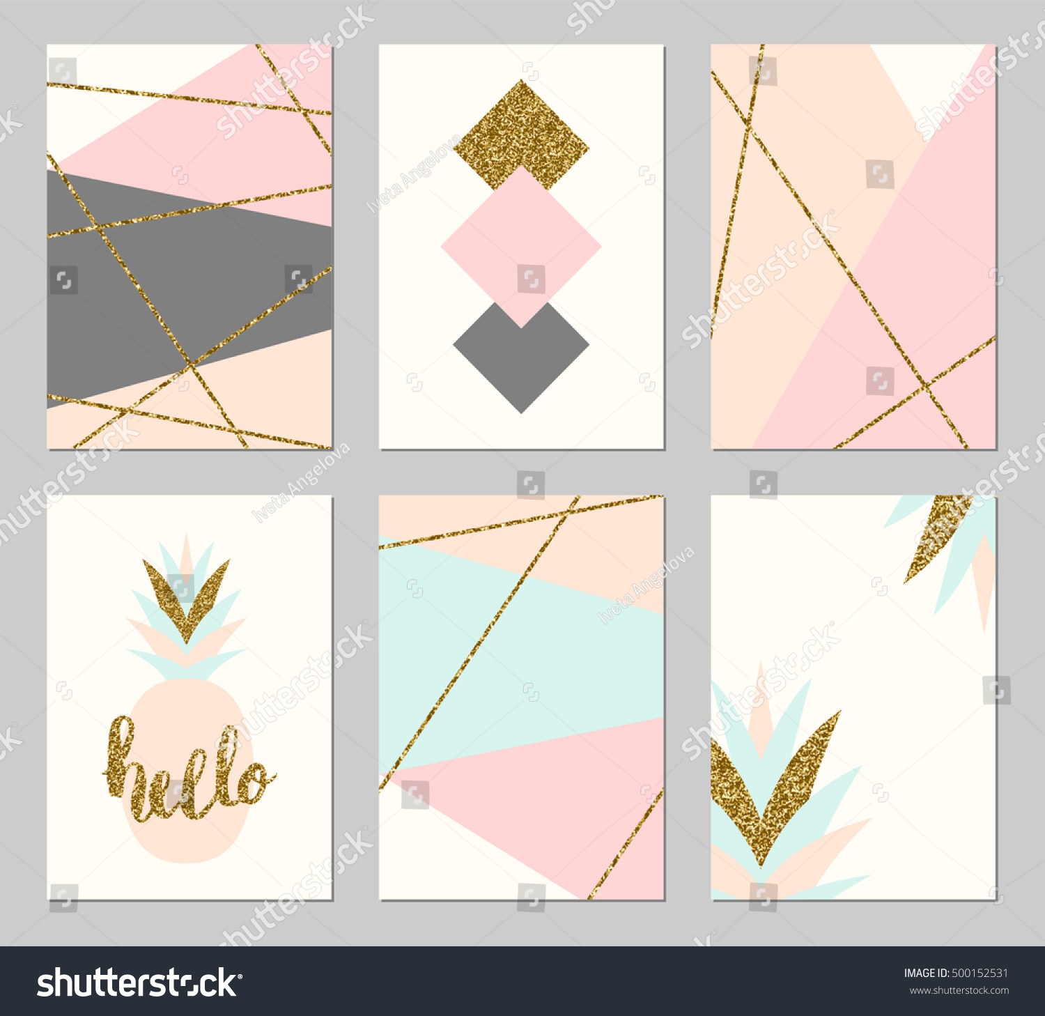 Set Six Abstract Geometric Designs Gold Stock Vector 500152531 Shutterstock Geometric Design Templates