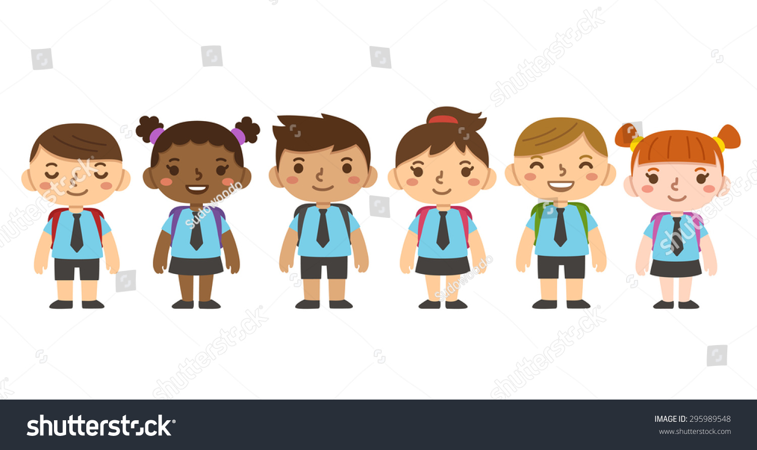 stock-vector-a-set-of-six-cute-cartoon-diverse-children-wearing-school-uniform-with-backpacks-different-295989548.jpg (1500×892)