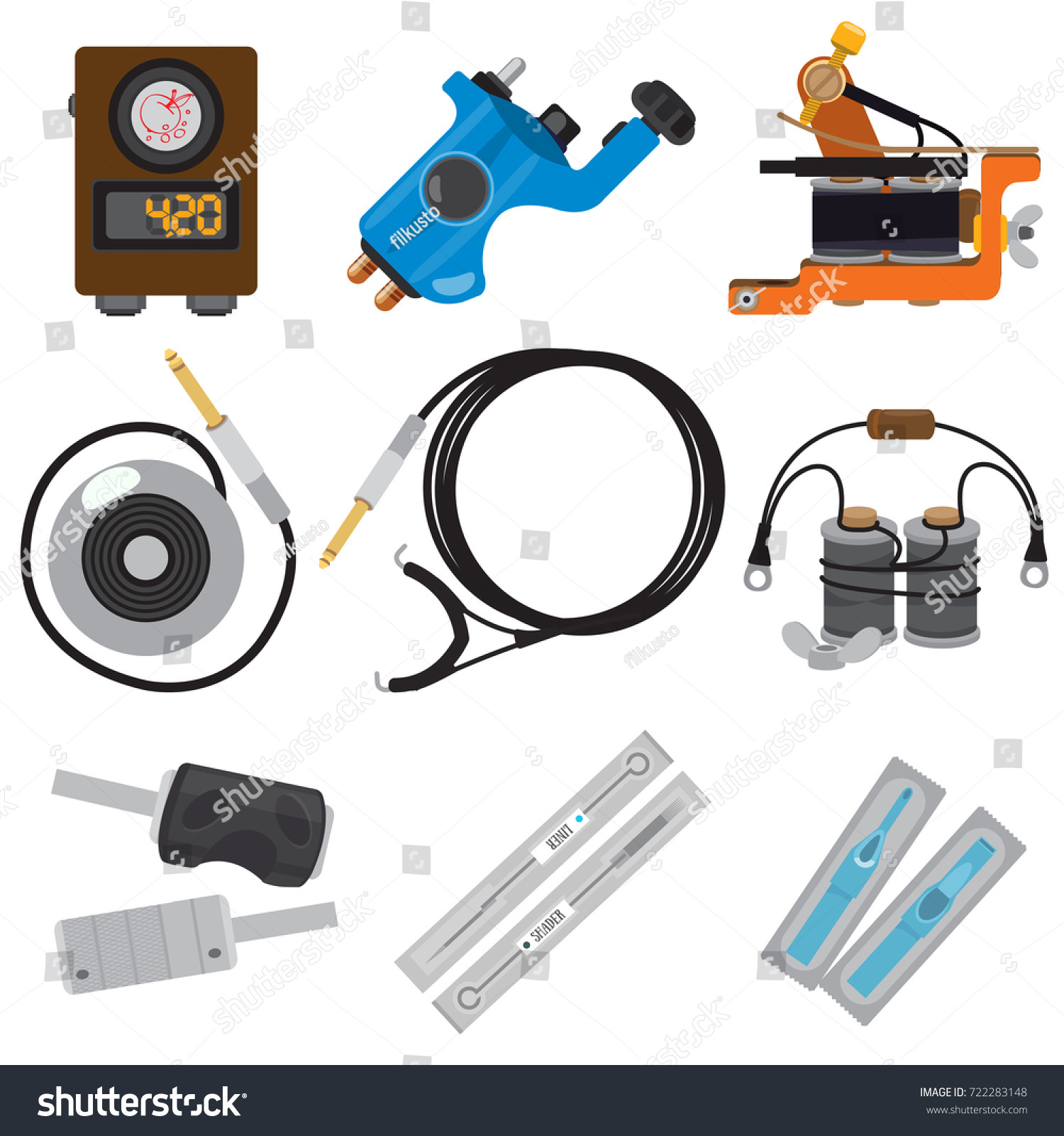 set tattoo tools set icons design stock vector 722283148 set tattoo tools set icons design stock vector 722283148