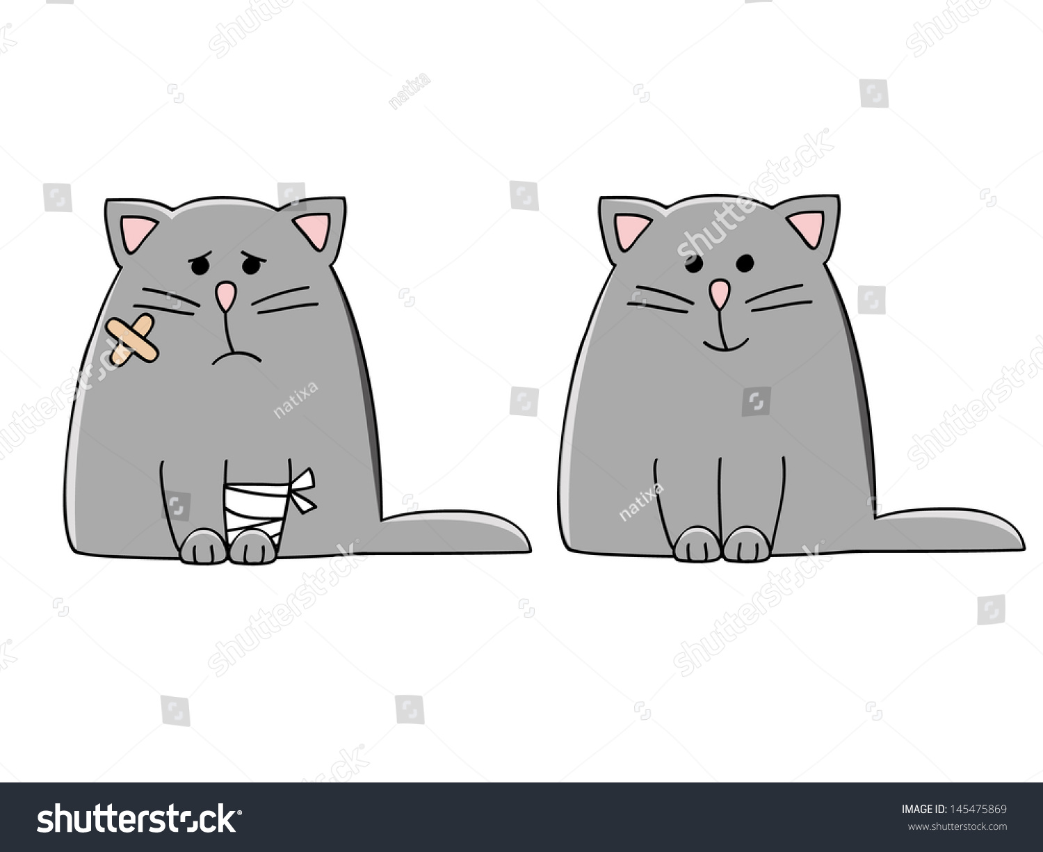 SVG of a set of two cartoon cats Ã¢Â?Â? sick and healthy svg