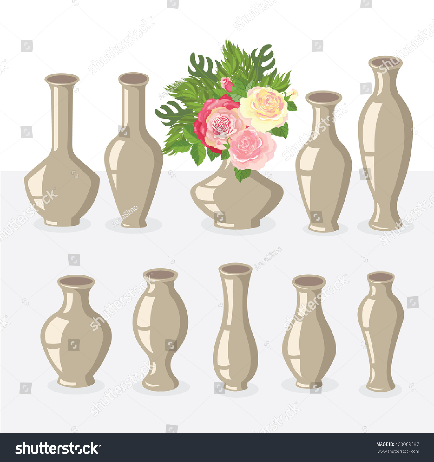 Set Vases Different Shapes Stock Vector Royalty Free 400069387