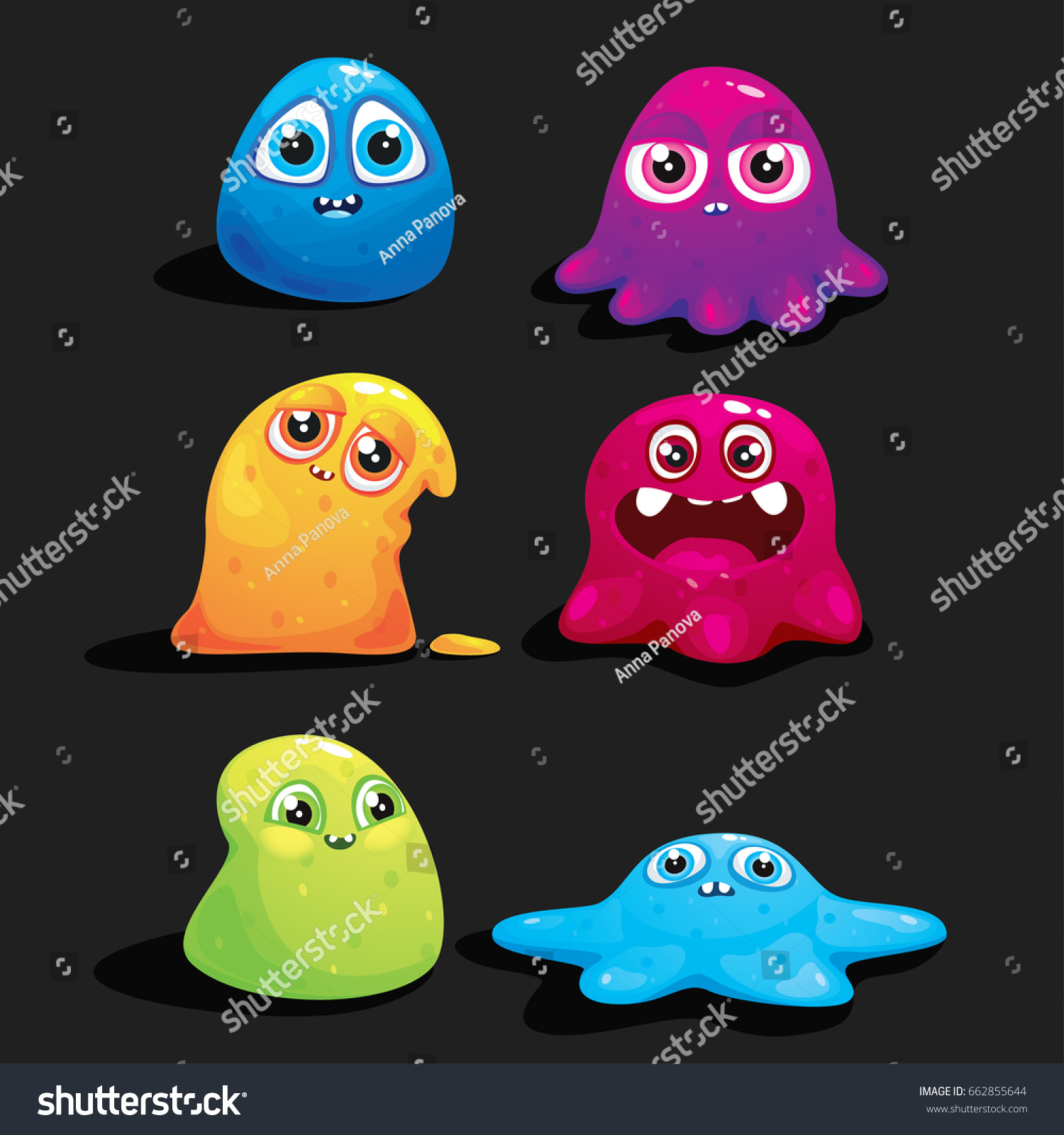 Set Vector Jelly Monsters Design Games Stock Vector Royalty Free