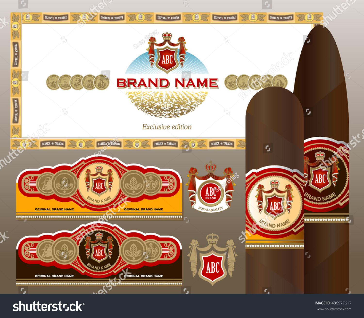 Set Vintage Cigar Labels Stock Vector (Royalty Free) 486977617 ...