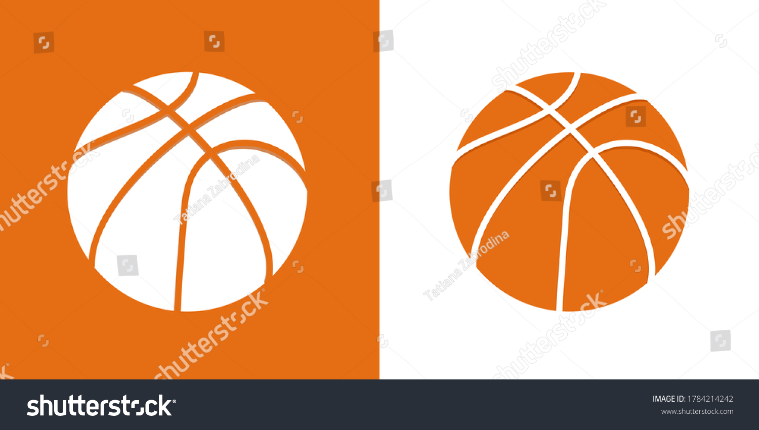 Set White Basketballs Orange Outline On Stock Vector (Royalty Free ...