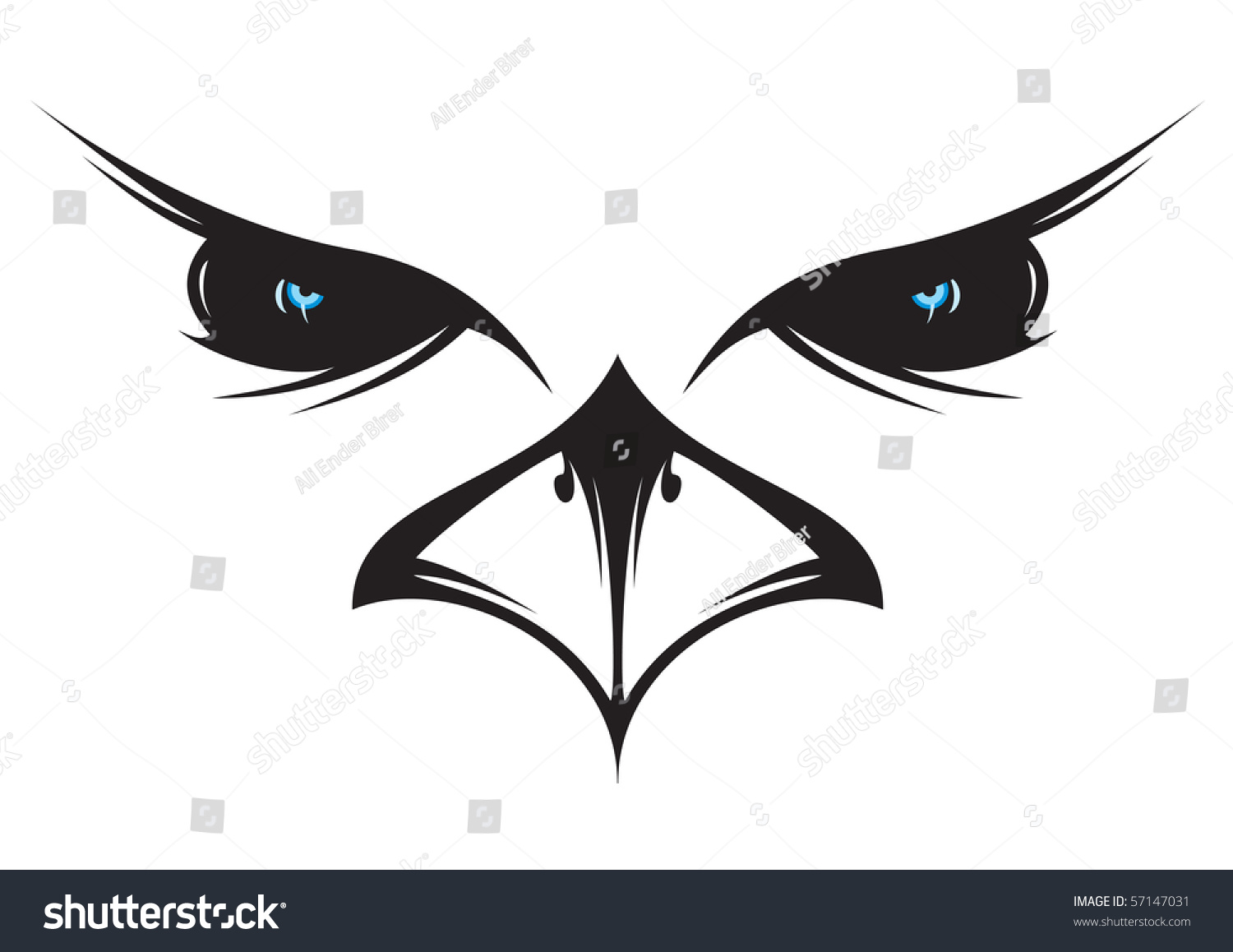 Silhouette Drawing Owl Face Stock Vector 57147031 ...