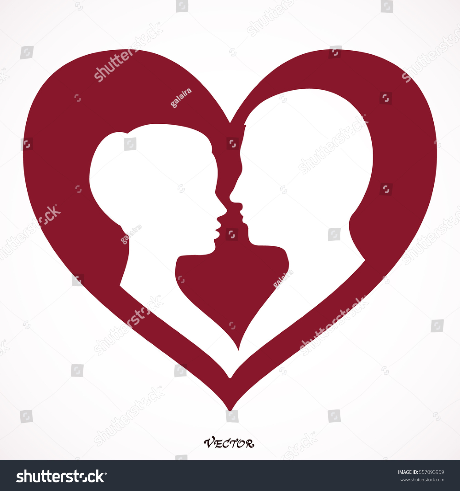 Silhouette Couple Man Woman Silhouette Heart Stock Vector 557093959 ...