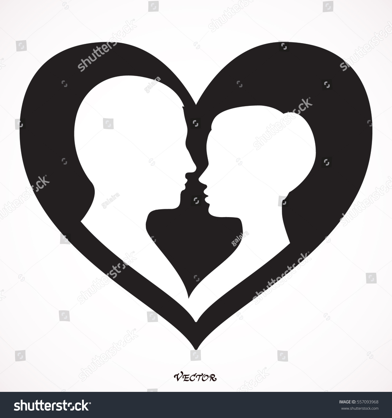 Silhouette Couple Man Woman Silhouette Heart Stock Vector (Royalty Free ...