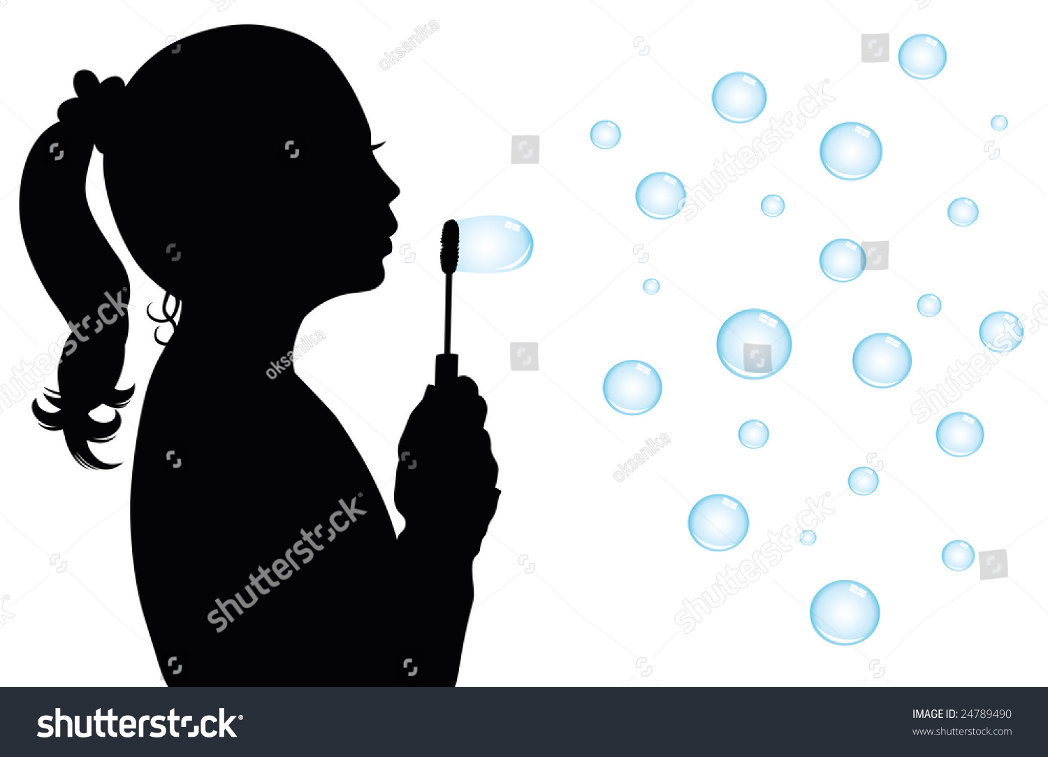 Silhouette Young Girl Blowing Bubbles Stock Vector 24789490 - Shutterstock