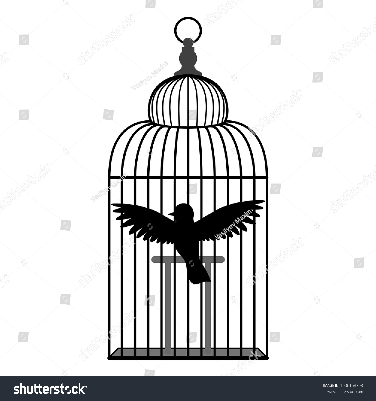 Simple Bird Cage Black White Silhouette Stock Vector (Royalty Free ...