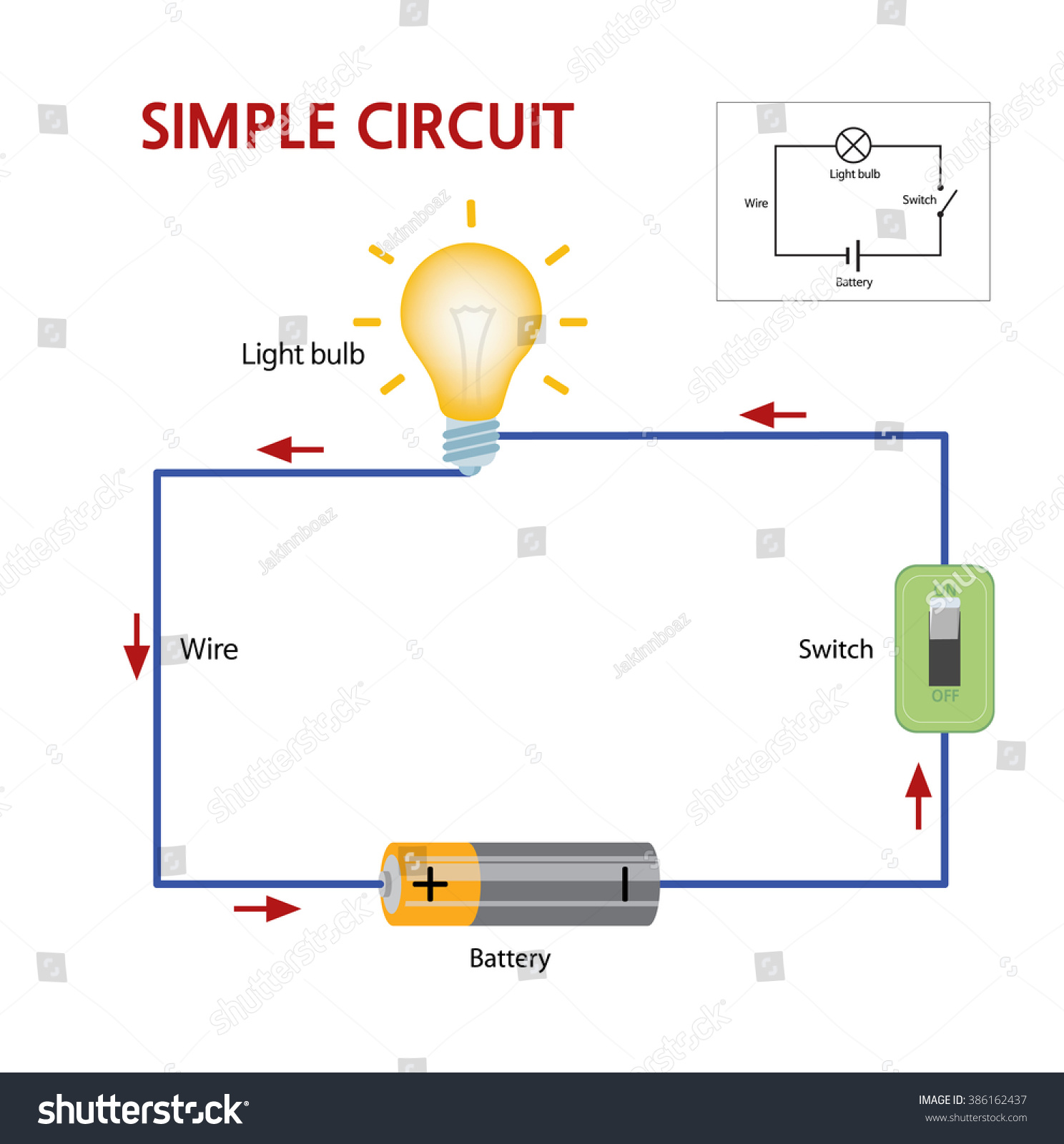 Simple Circuit That Consists Battery Switch Stock Vector ...