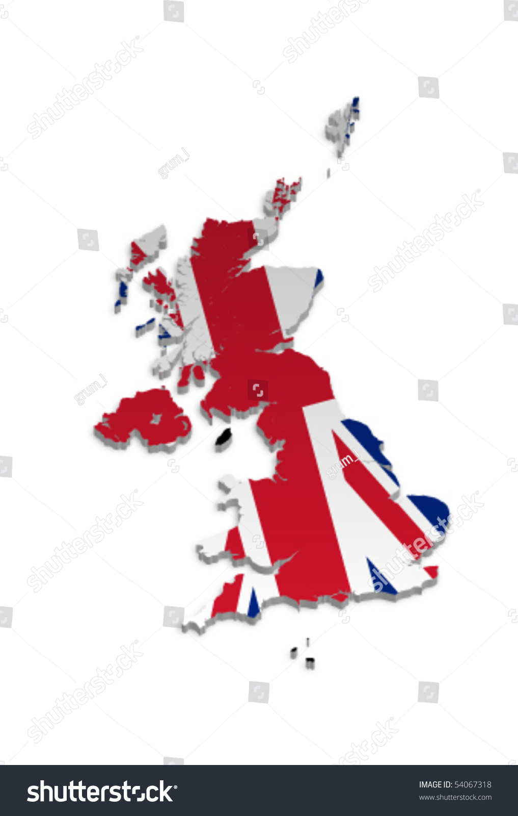 A Simple 3d Vector Map Of The Uk And The Crown Dependencies. - 54067318 ...