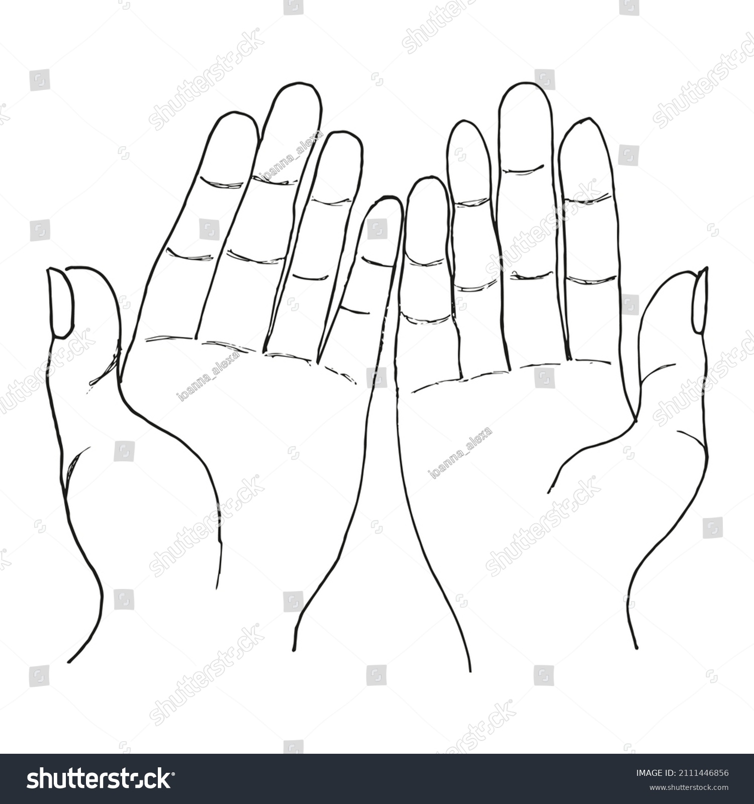 Simple Outline Drawing Palms Hands Vector Stock Vector (Royalty Free ...