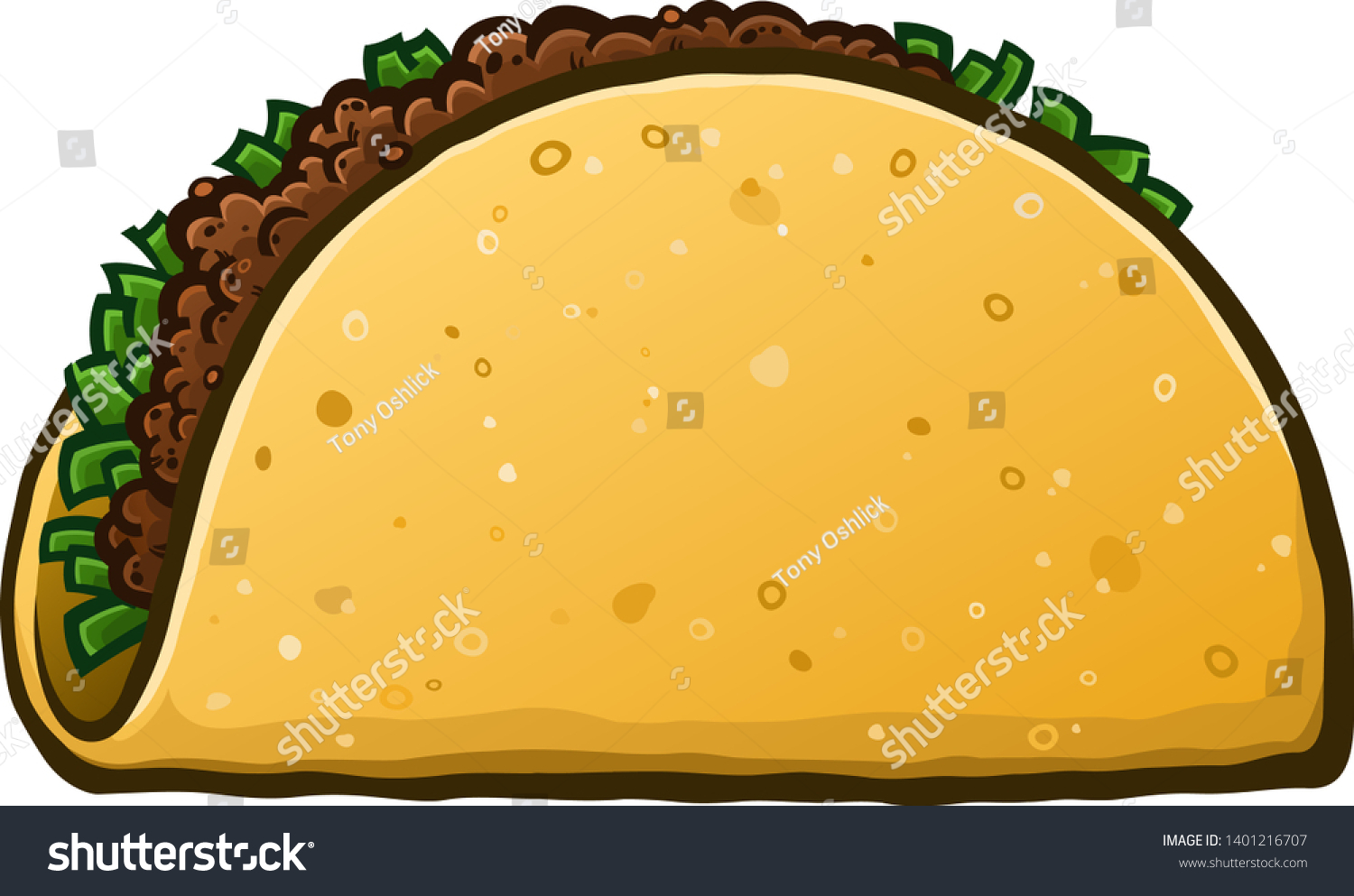 SVG of A simple taco cartoon vector drawing with a blank side svg