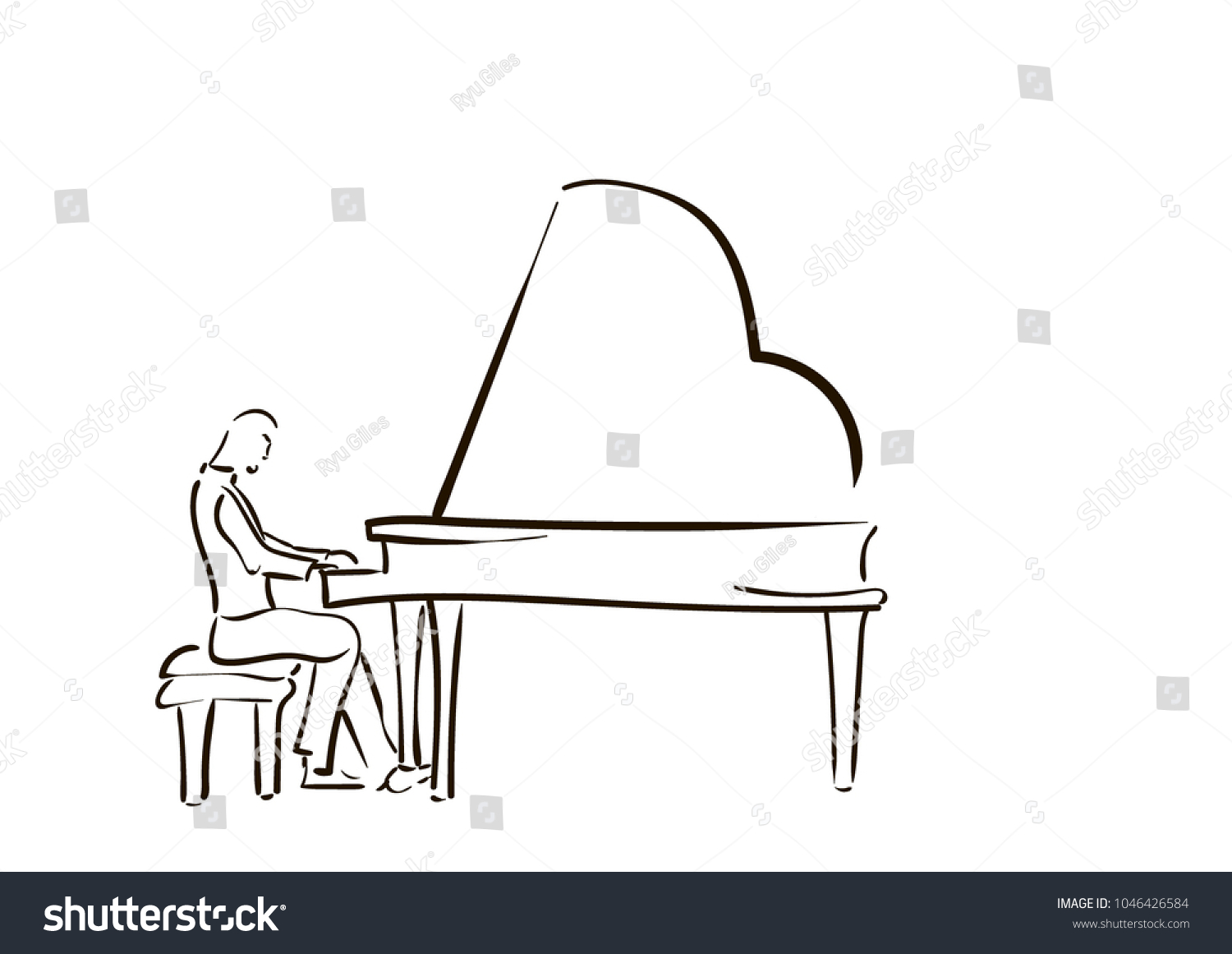 Simple Vector Image Man Playing Grand Stock Vector (Royalty Free ...