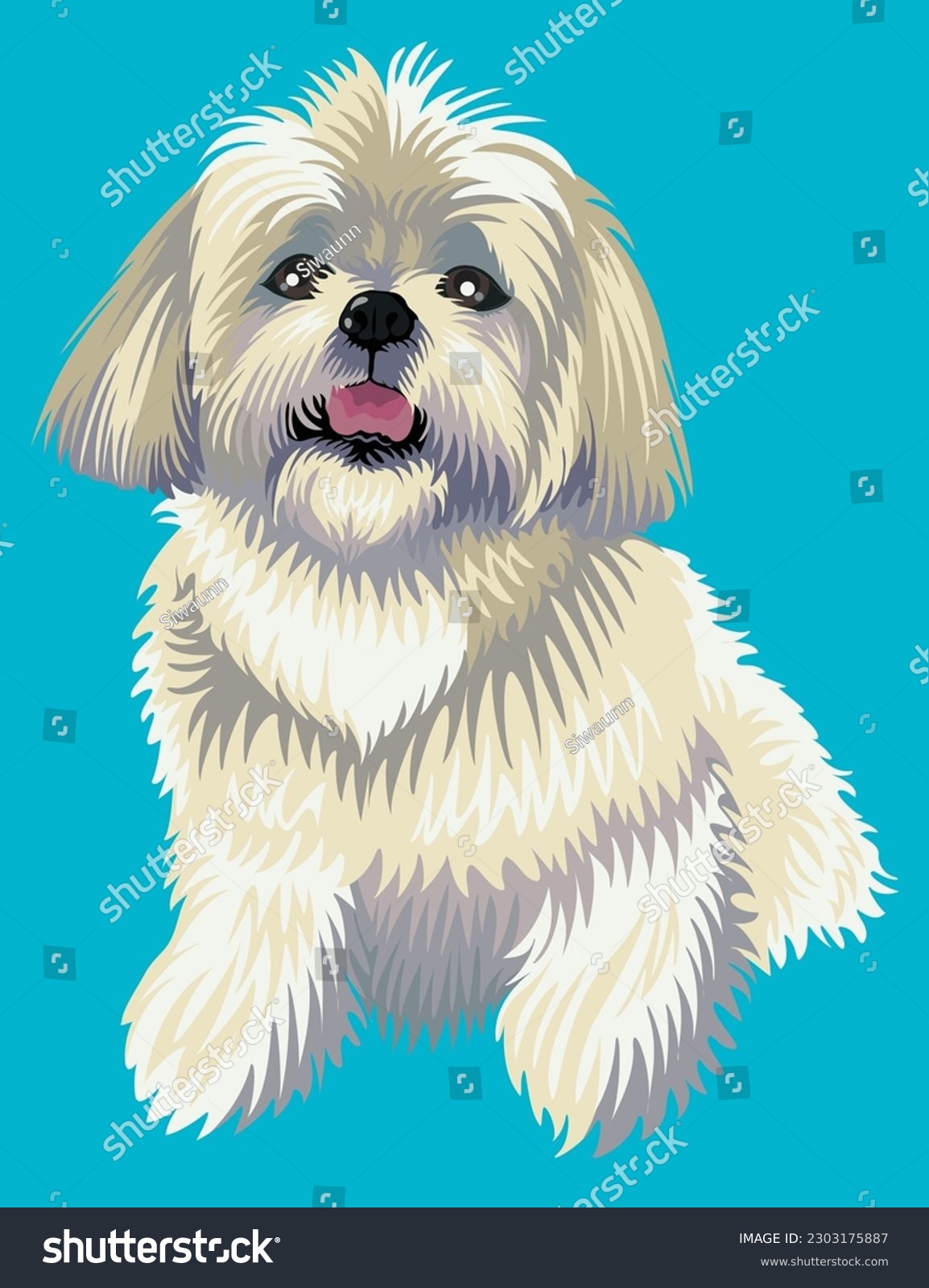SVG of A sitting cute Shih Tzu in vector. Puppy or dog character design for book, background, and illustration. svg