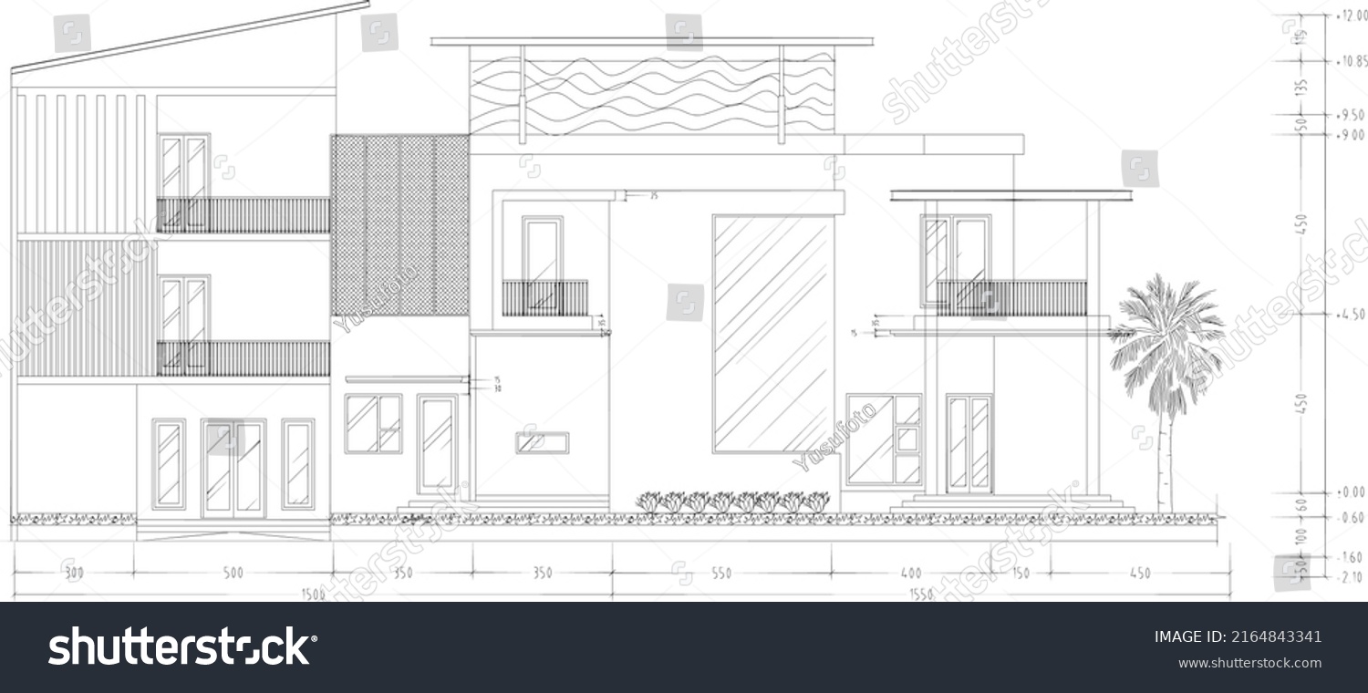 Sketch Front House Minimalist Style Stock Vector (Royalty Free ...