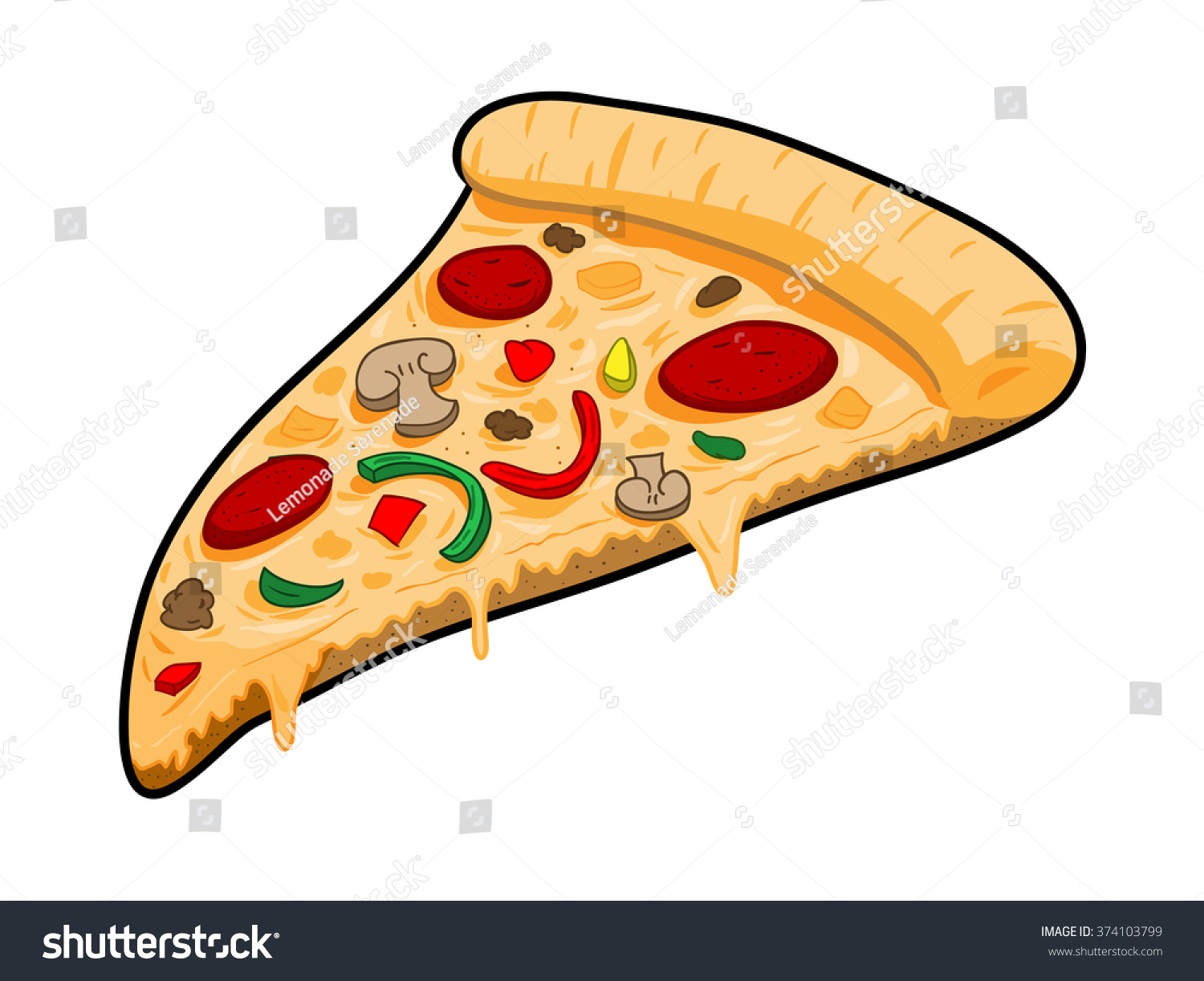 Cartoon Pizza Slice Drawing