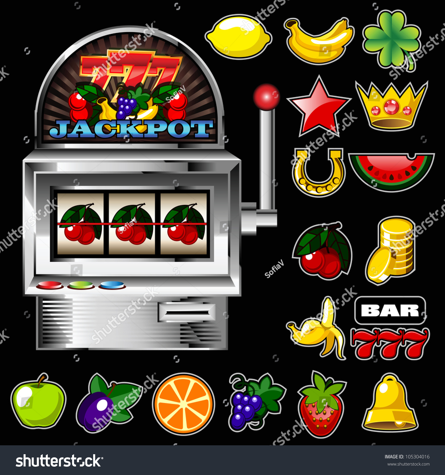 Slot Fruit Machine Cherry Winning On Stock Vector 105304016 - Shutterstock