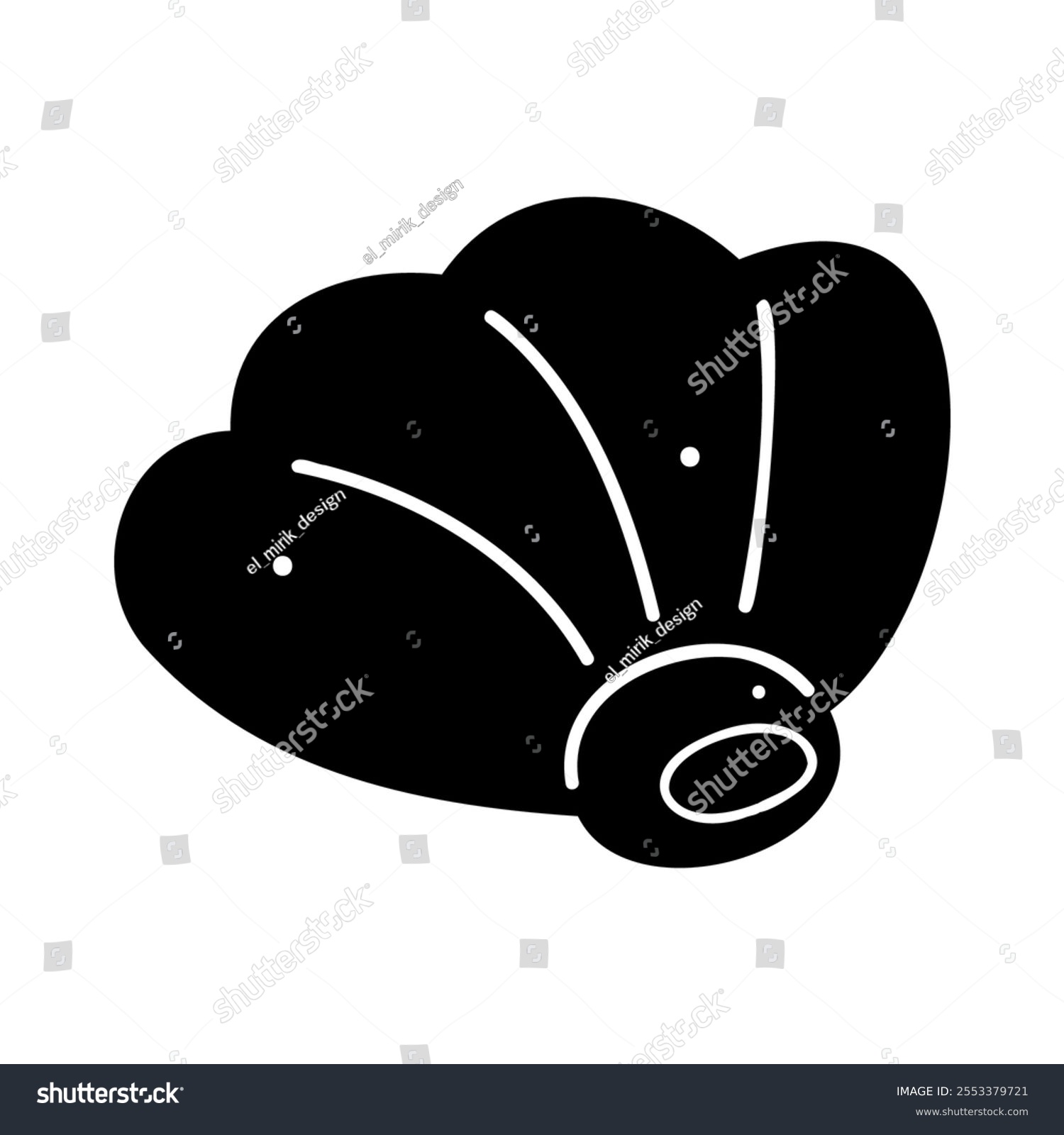 recommend clip art: A small seashell in black and white colors. Doodles clip art for your projects. 