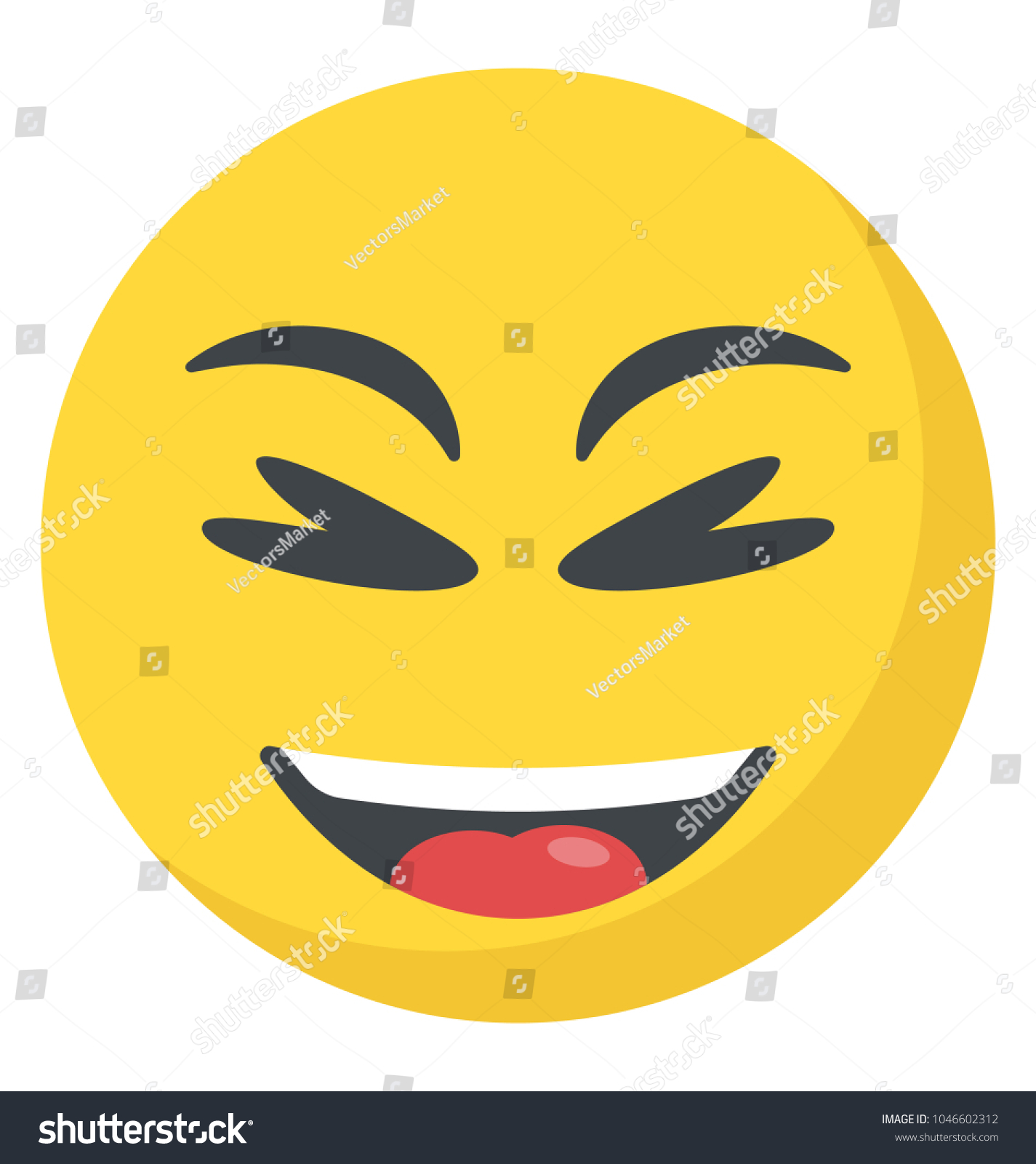 Smiley Showing Big Grin Expression Stock Vector (Royalty Free) 1046602312