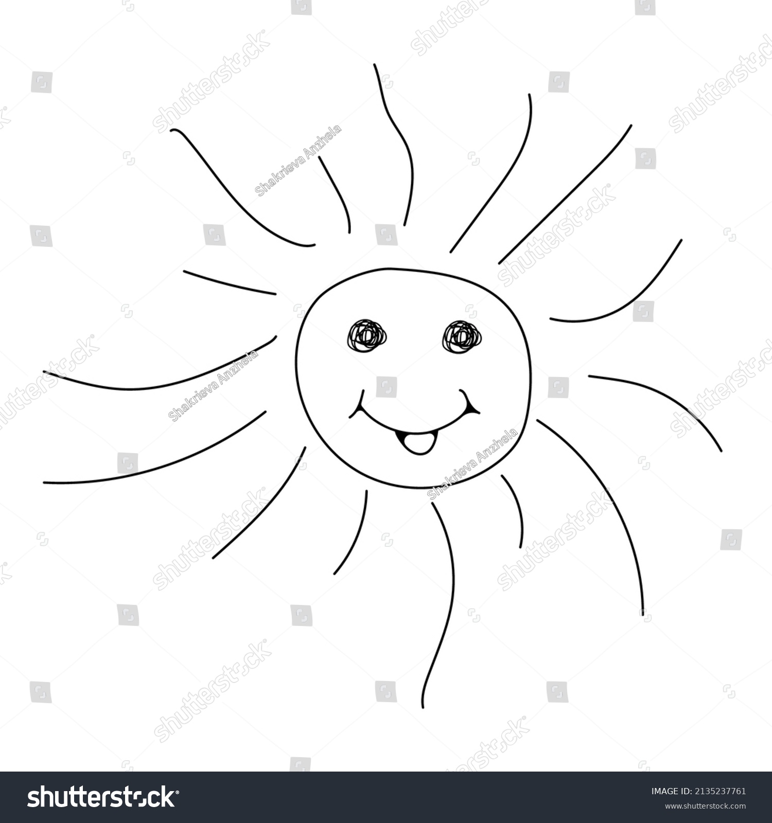 Smiling Sun Created Doodle Stylea Black Stock Vector (Royalty Free ...