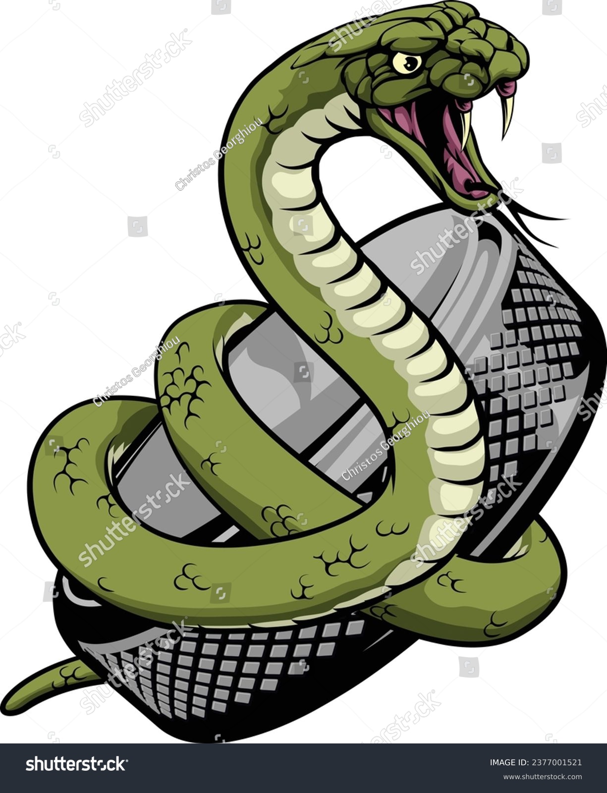 SVG of A snake ice hockey team cartoon animal sports mascot svg