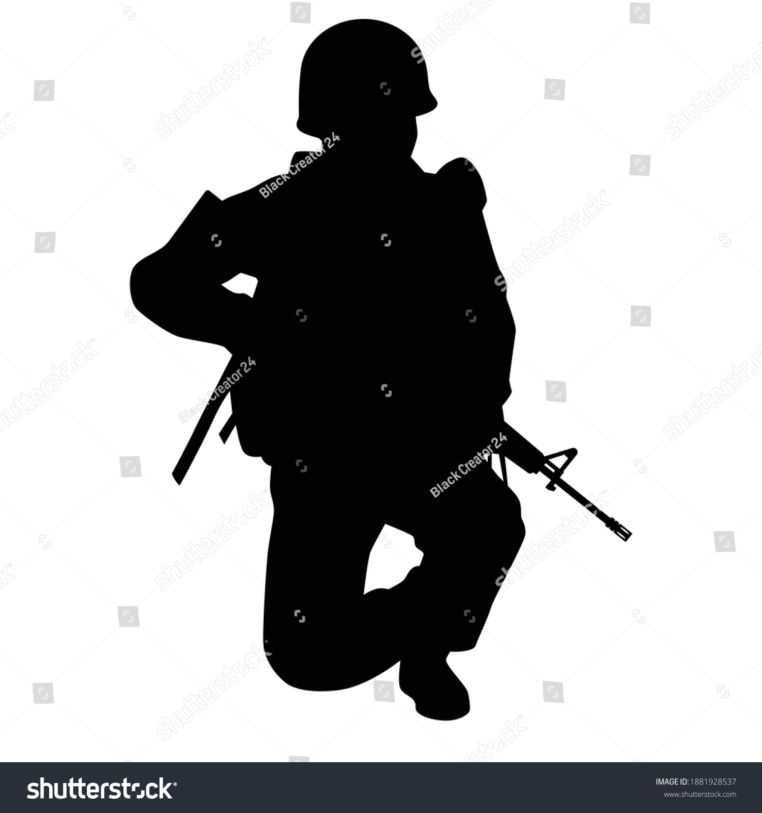 Soldier Rifle Gun Silhouette Vector Stock Vector (Royalty Free) 1881928537