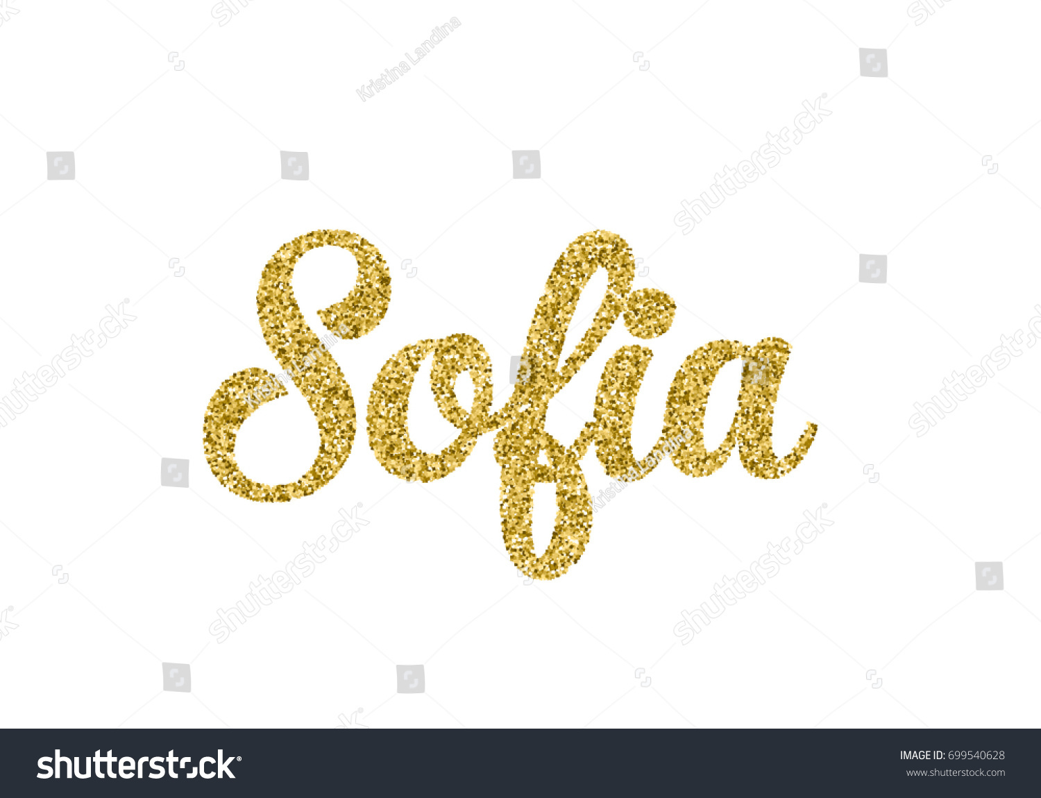 Sparkly Gold Glitter Script Girl Name Stock Vector Royalty Free