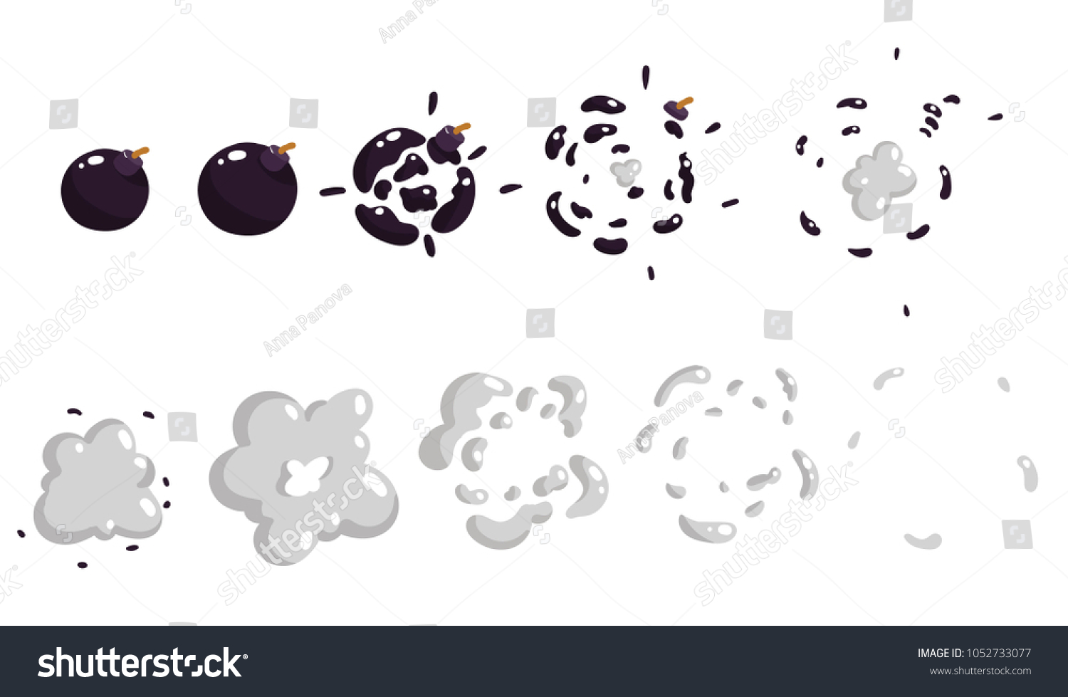 Sprite Sheetexplosion Bomb Animation Game Cartoon vetor stock (livre