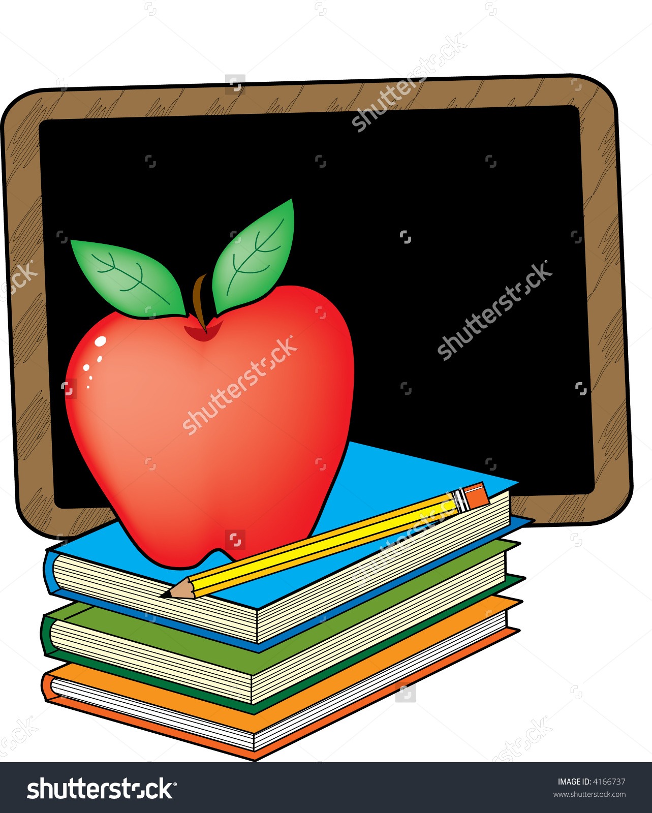 Stack Books Apple Blackboard Stock Vector 4166737 - Shutterstock