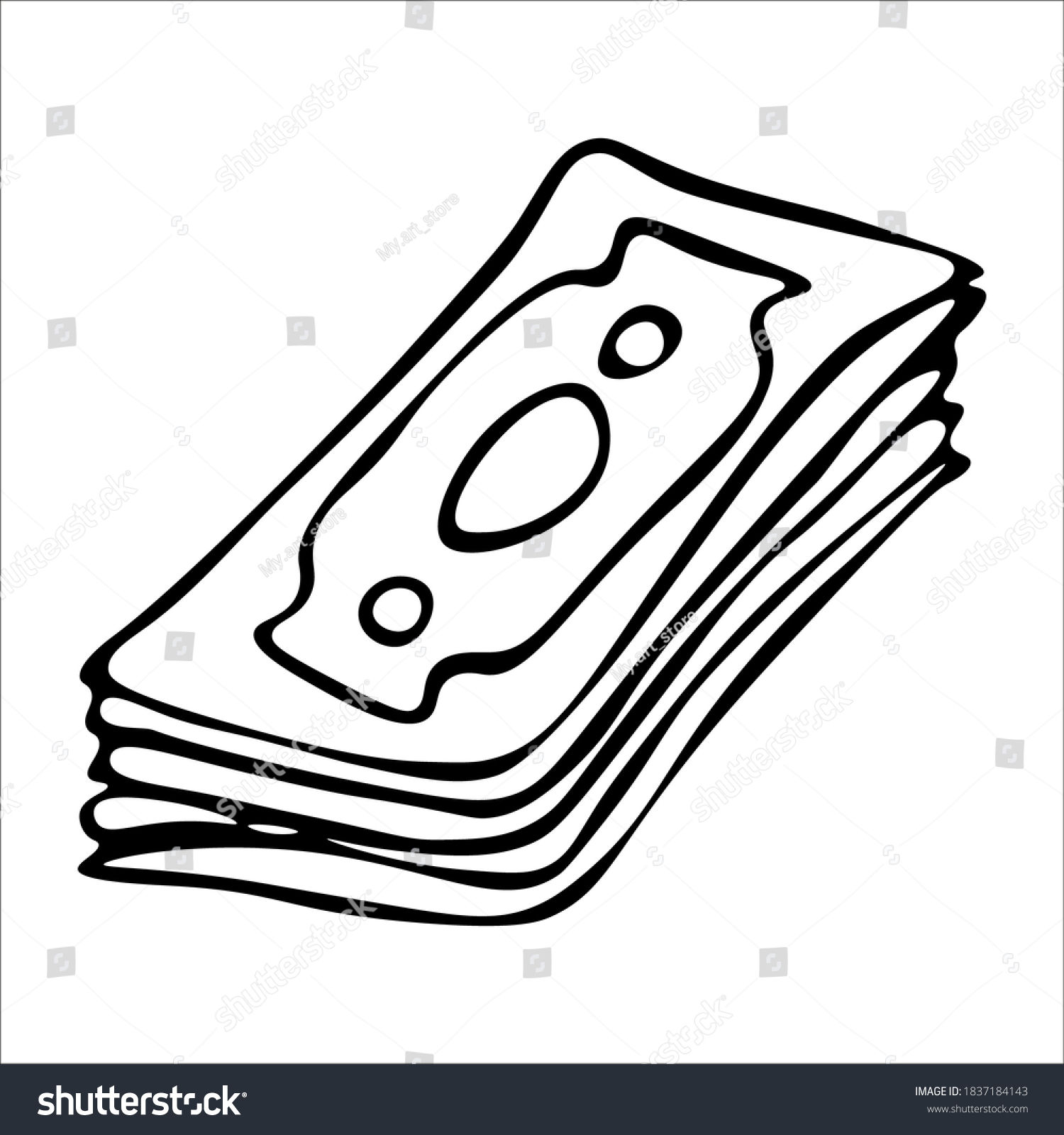 Stack Cash Single Doodle Vector Illustration Stock Vector (Royalty Free ...