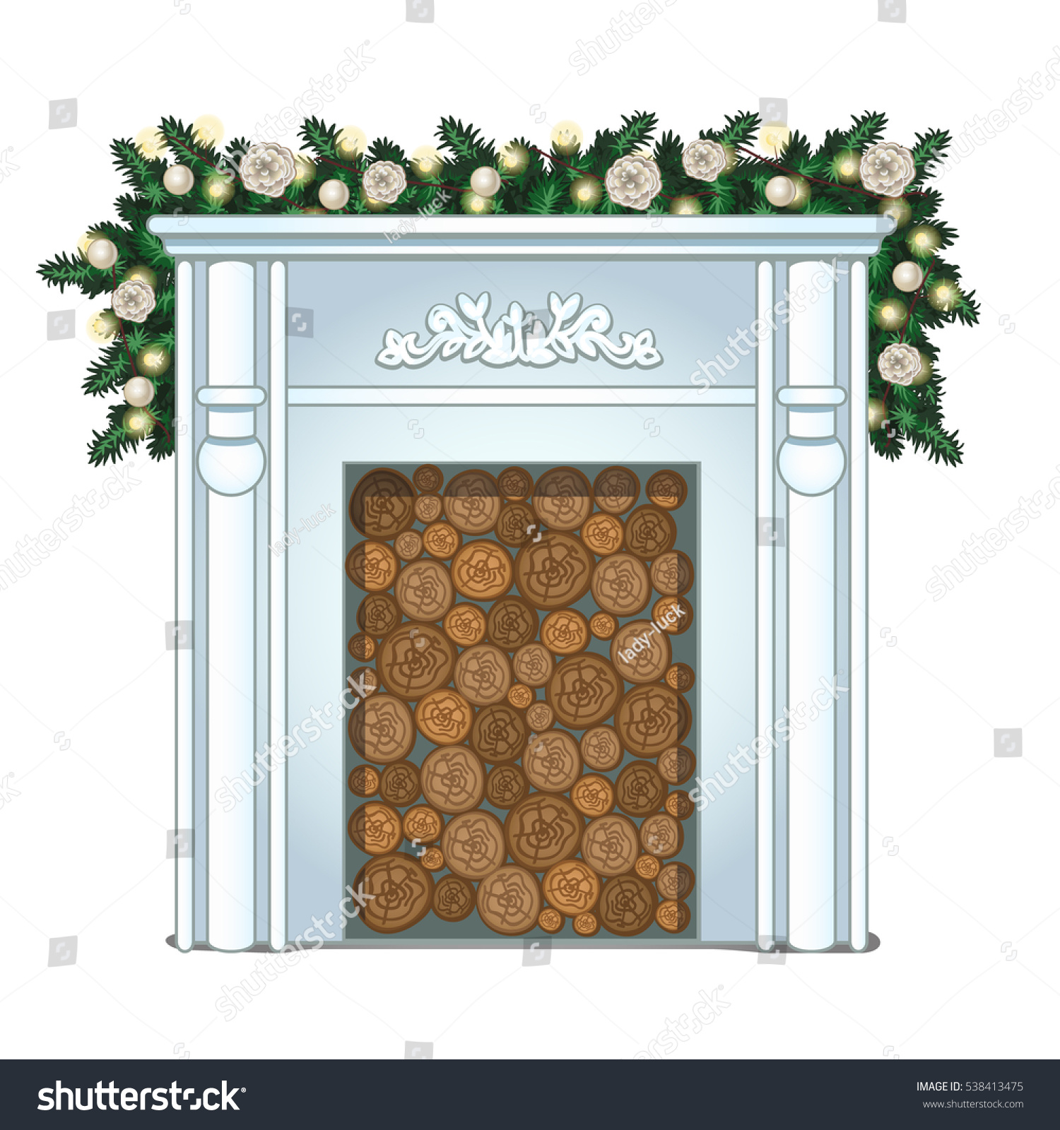 Stack Wood False Fireplace Without Fire Royalty Free Stock Image