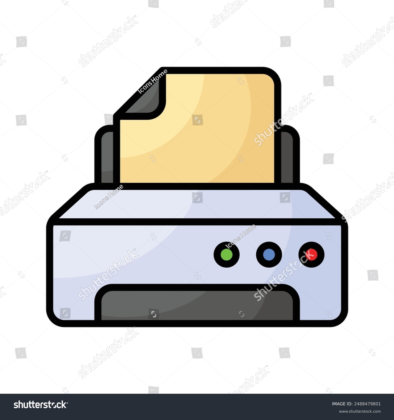 printer with paper, colorful, flat design clip art preview
