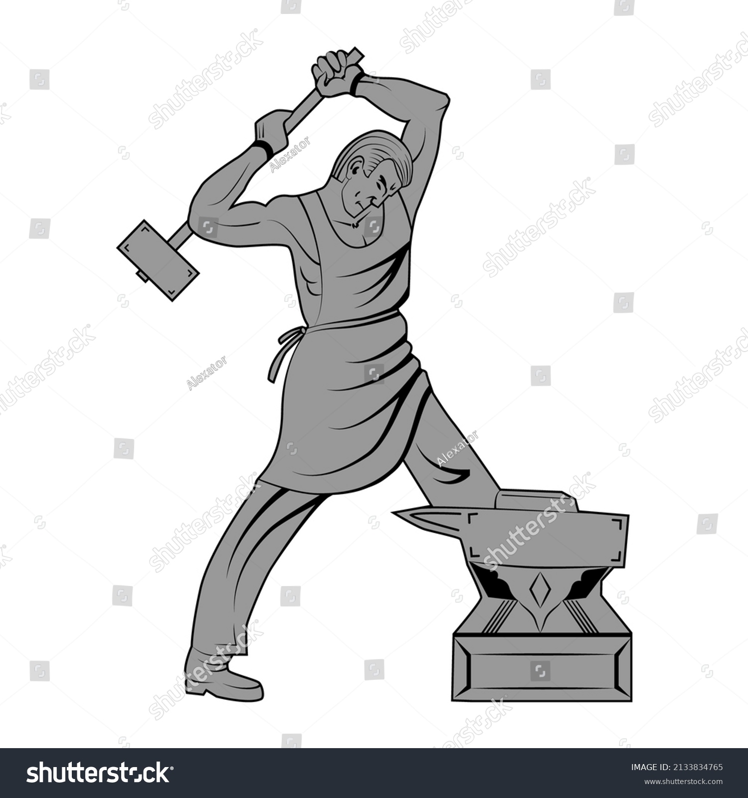 Strong Blacksmith Hammer Hits Anvil Logo Stock Vector (Royalty Free ...