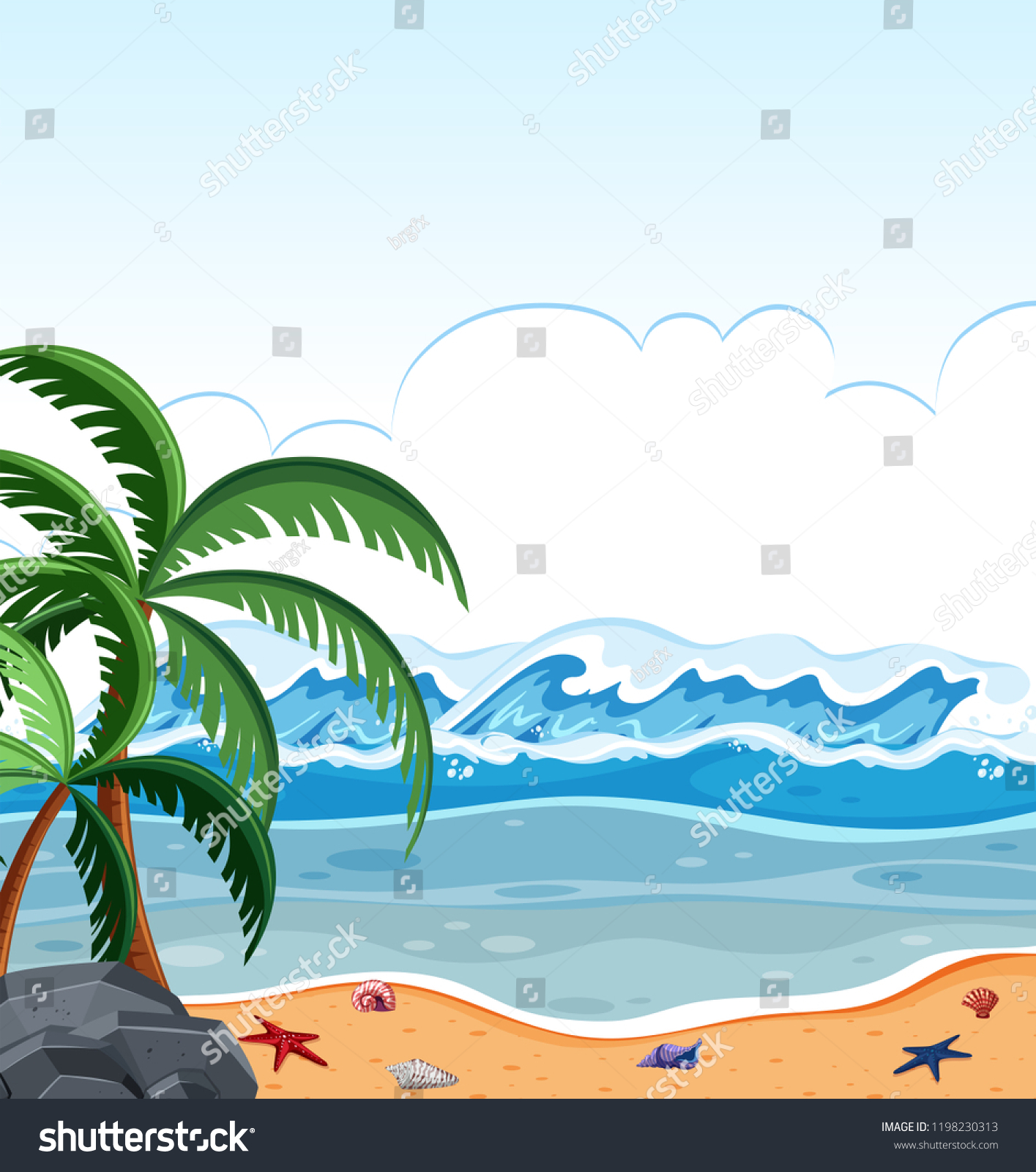 Summer Beach Background Illustration Stock Vector (Royalty Free) 1198230313