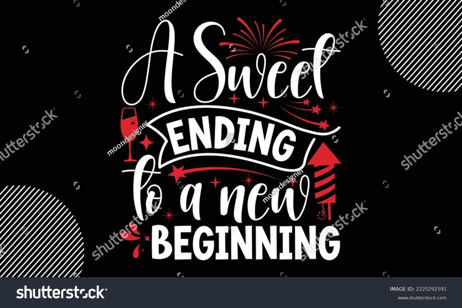 SVG of A sweet ending to a new beginning- Happy New Year t shirt Design, lettering vector illustration isolated on Black background, New Year Stickers Quotas, bag, cups, card, gift and other printing, SVG  svg