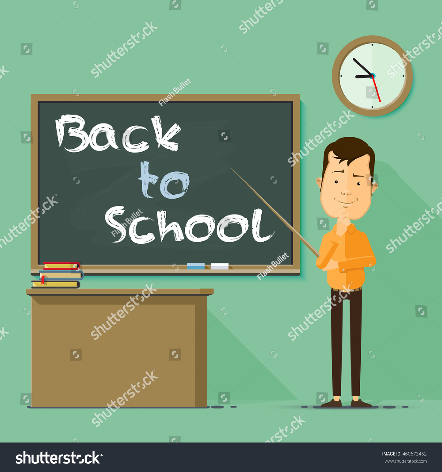 Teacher Blackboard Books Desks Back School Stock Vector (Royalty Free ...