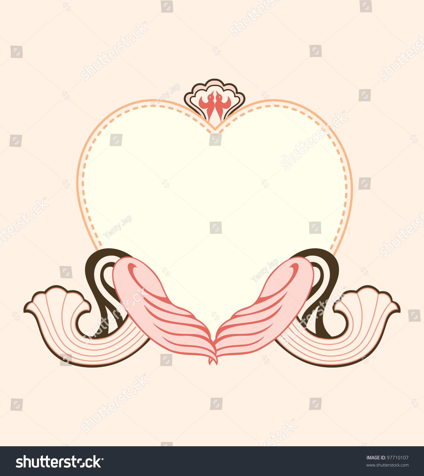Template Wedding Invitation Decorated Love Birds Stock Vector (Royalty