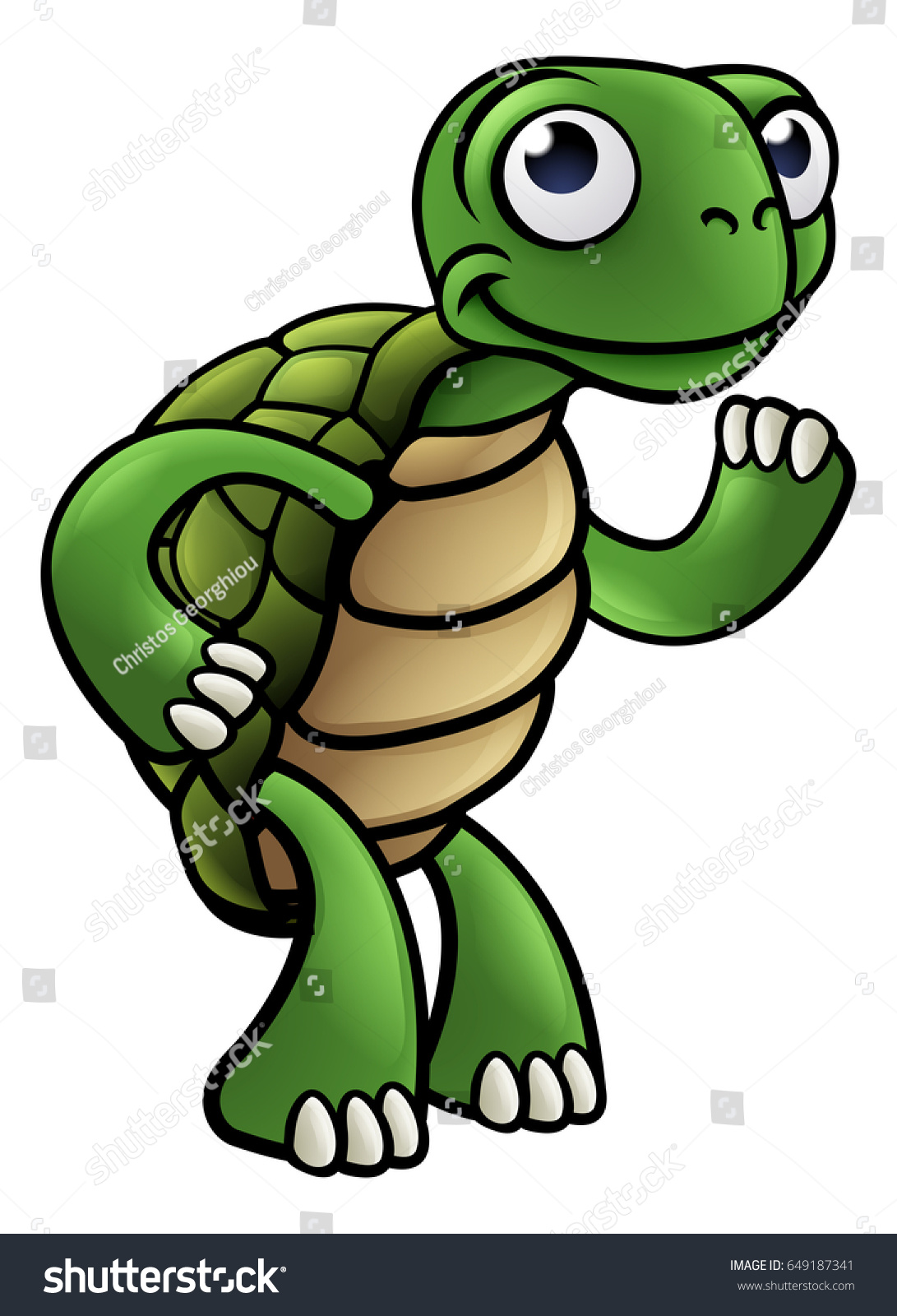 Tortoise Cartoon Character Smiling Waving Stock Vector (Royalty Free ...