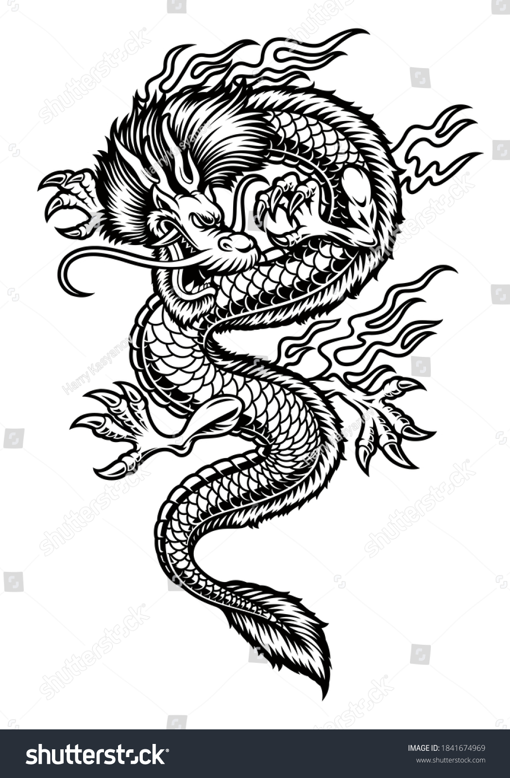 Vector Asian Dragon Illustration Isolated On Stock Vector (Royalty Free ...