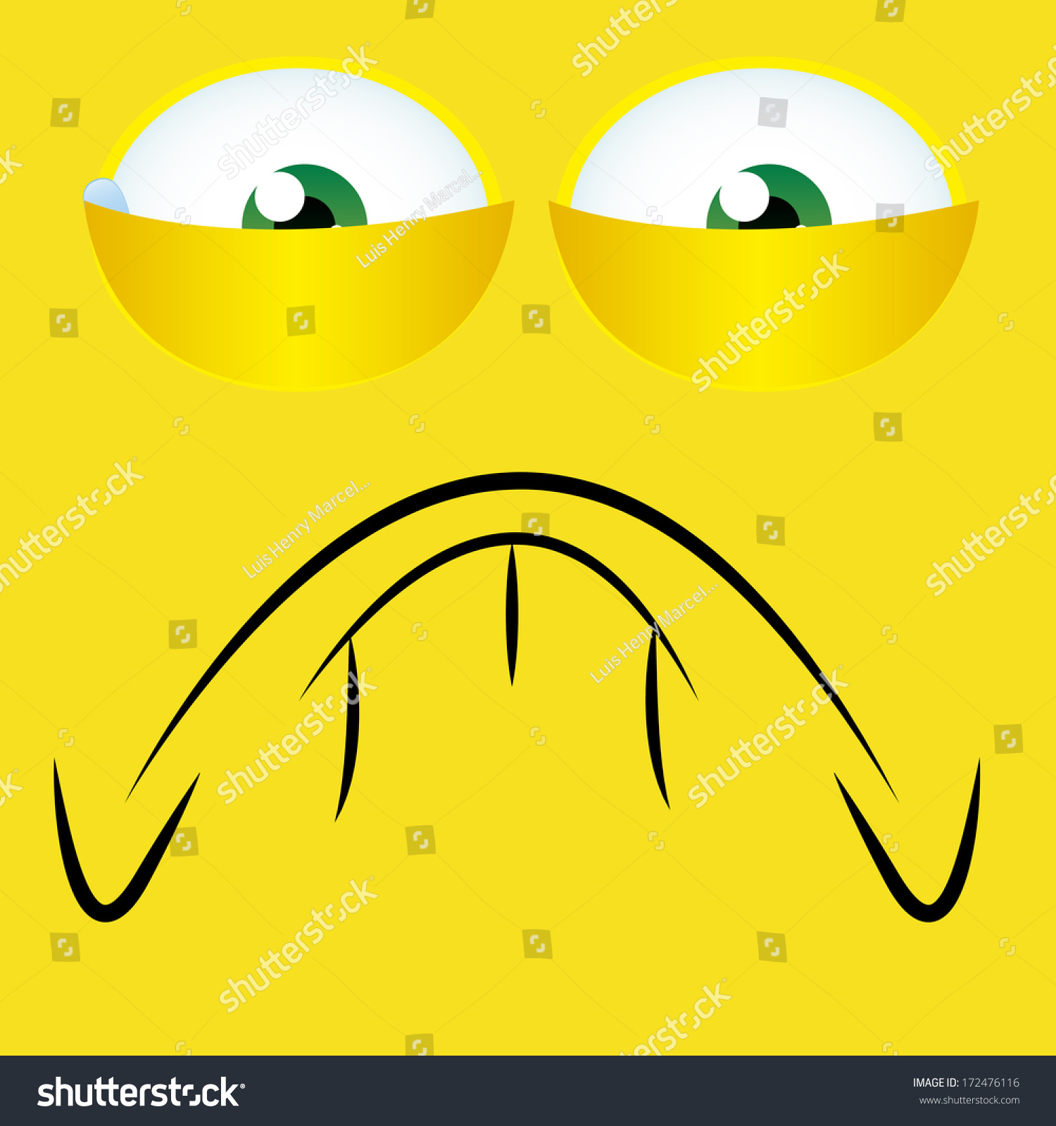 Vector Cartoon Funny Yellow Expression Face Stock Vector (Royalty Free ...