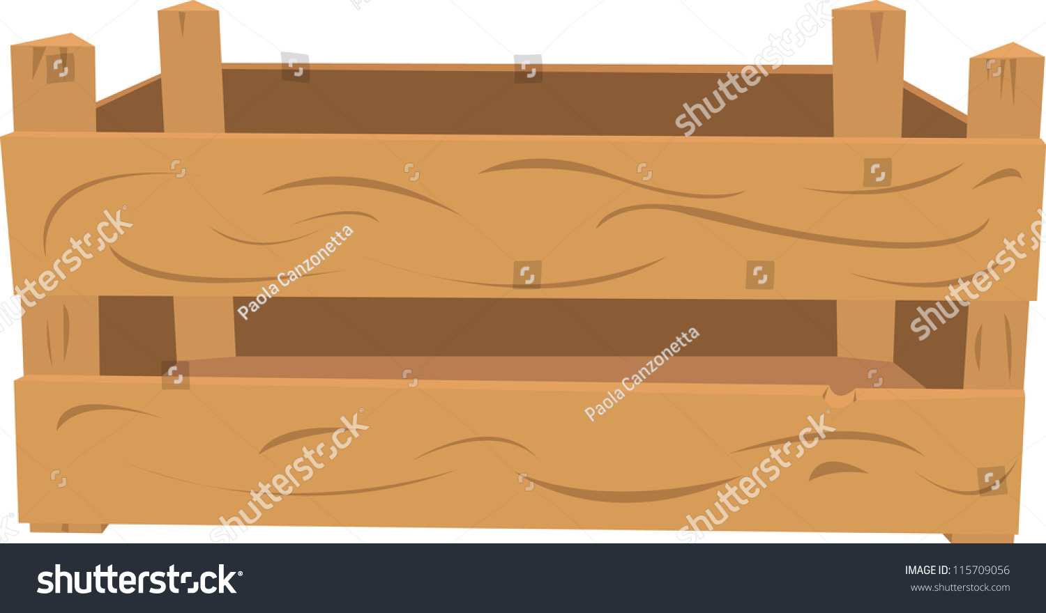 A Vector Cartoon Representing A Wooden Crate. The Front Part And The ...